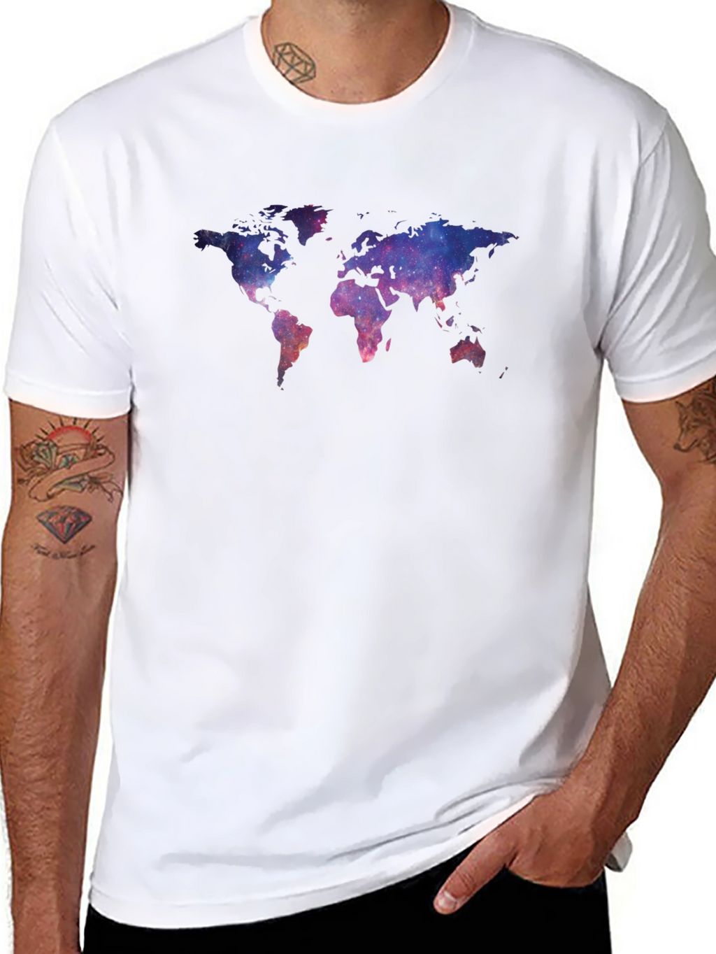 Galaxy World Map Black T-Shirt