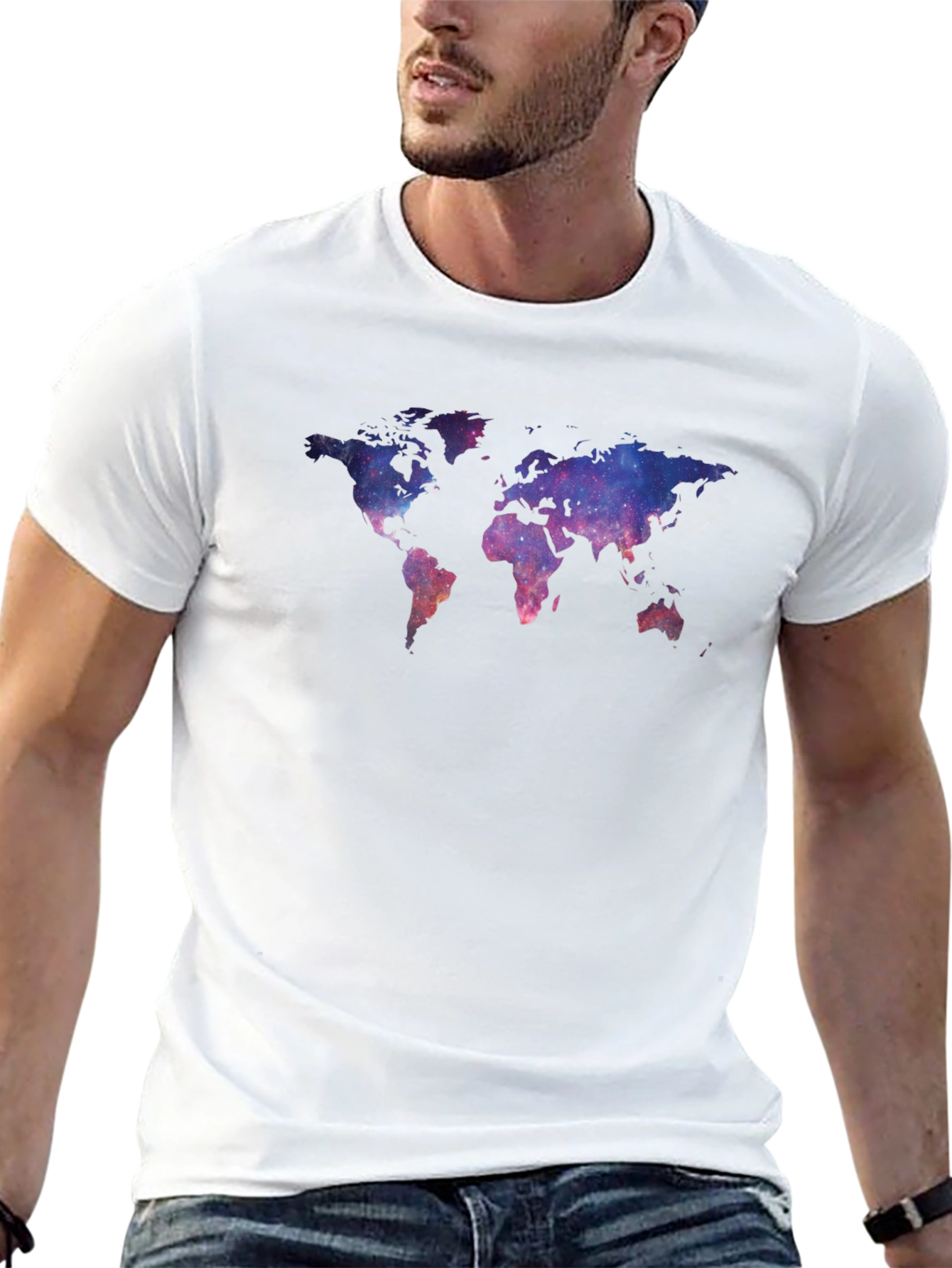 Galaxy World Map Black T-Shirt