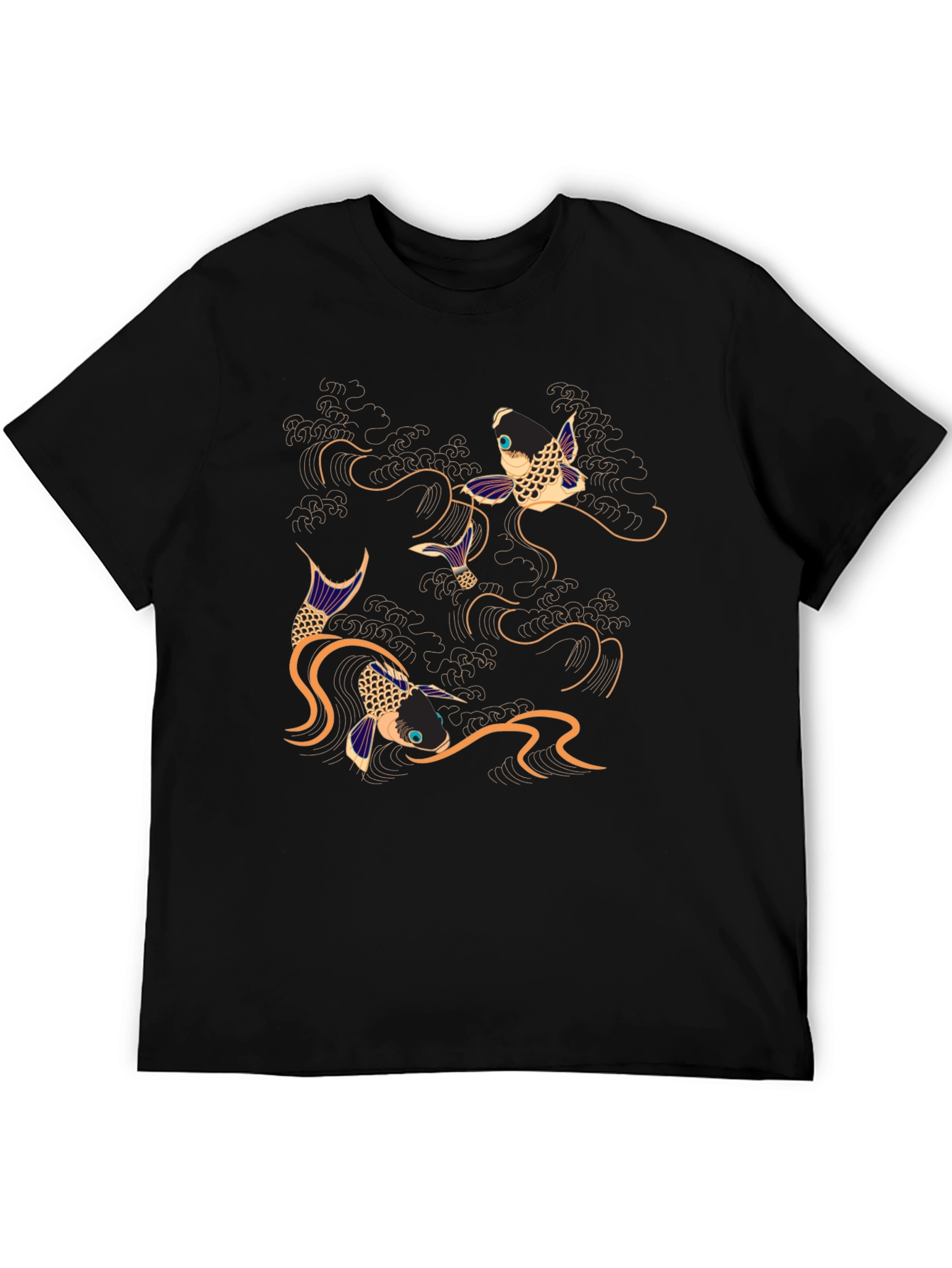 Koi Fish Graphic Tee - Artistic Black T-Shirt
