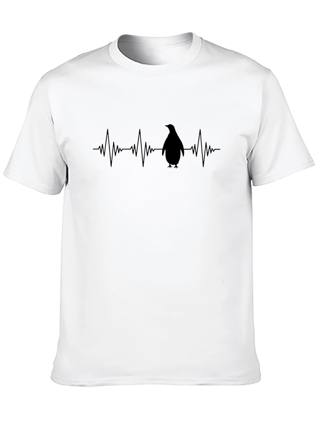 Penguin Heartbeat Graphic Tee - Black T-Shirt