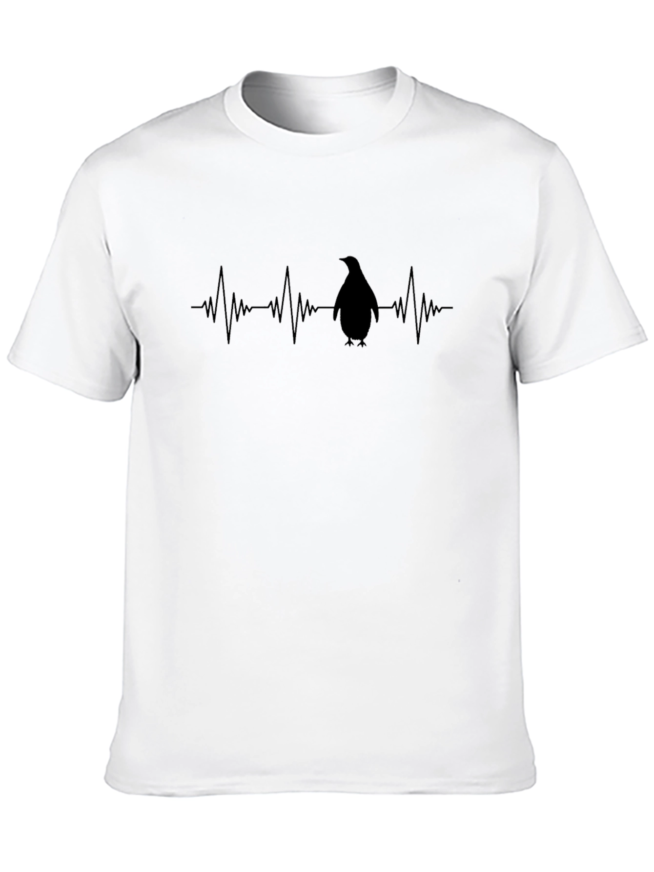 Penguin Heartbeat Graphic Tee - Black T-Shirt