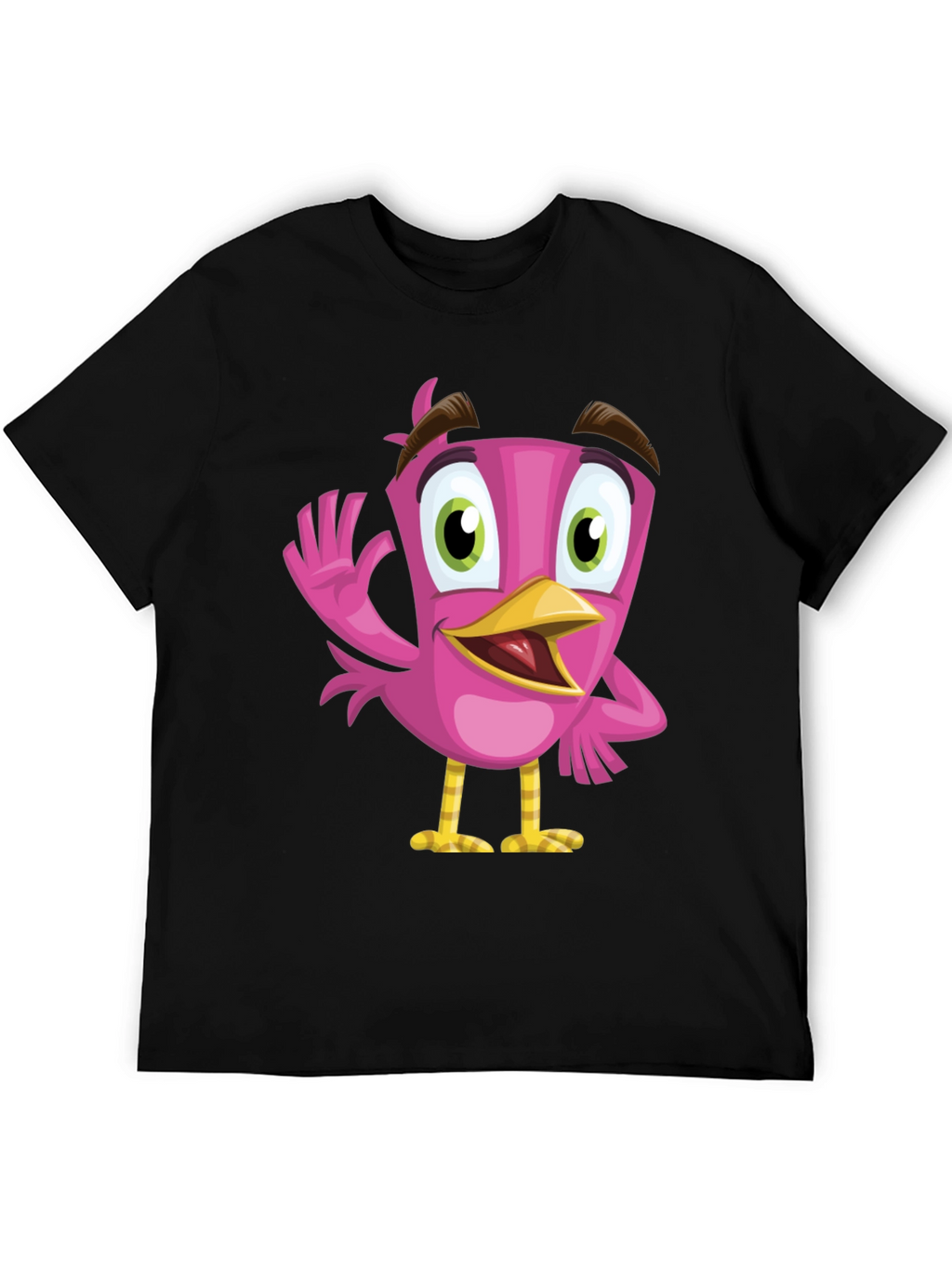 Cartoon Bird Graphic Tee - Black T-Shirt