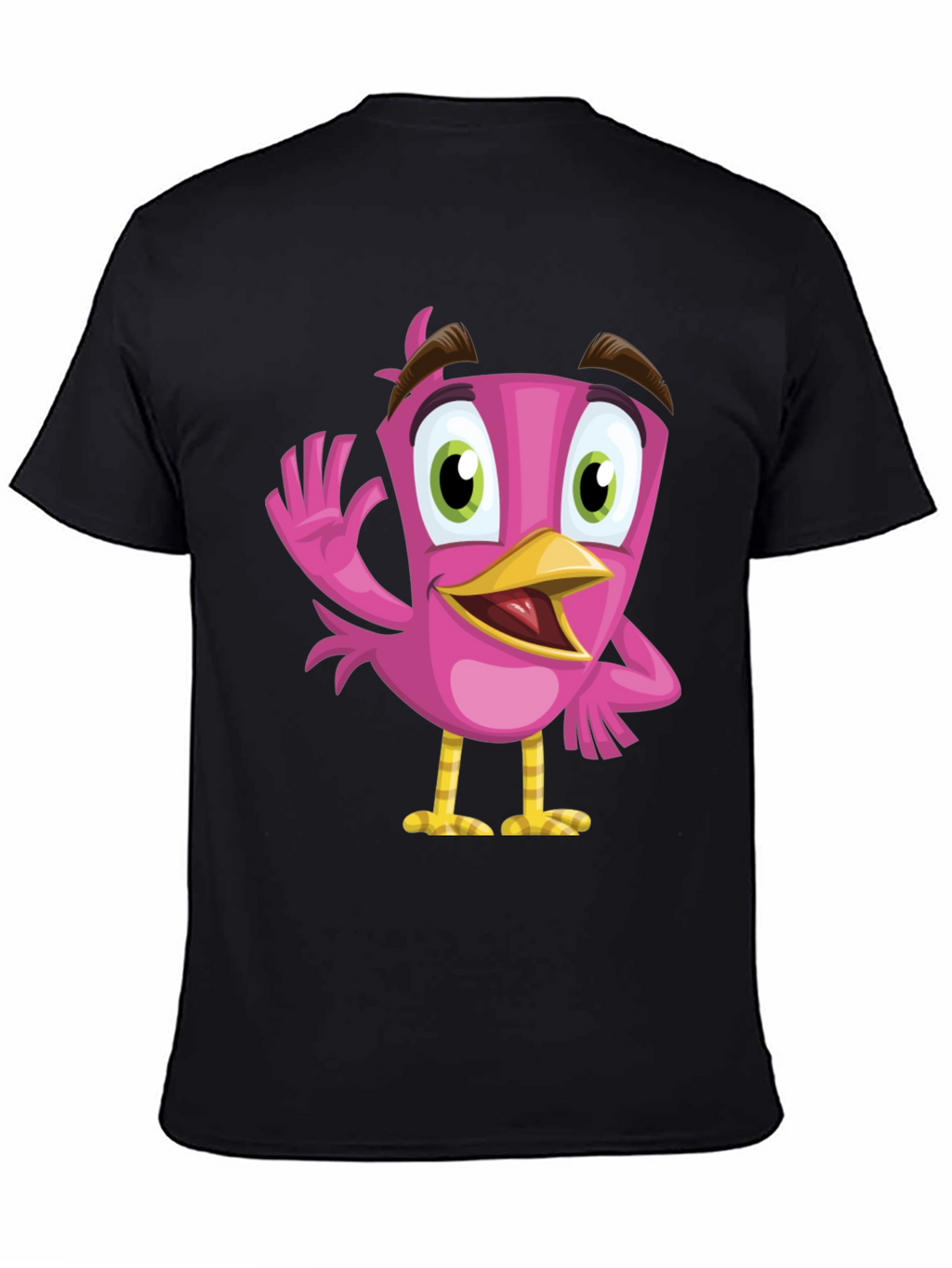 Cartoon Bird Graphic Tee - Black T-Shirt