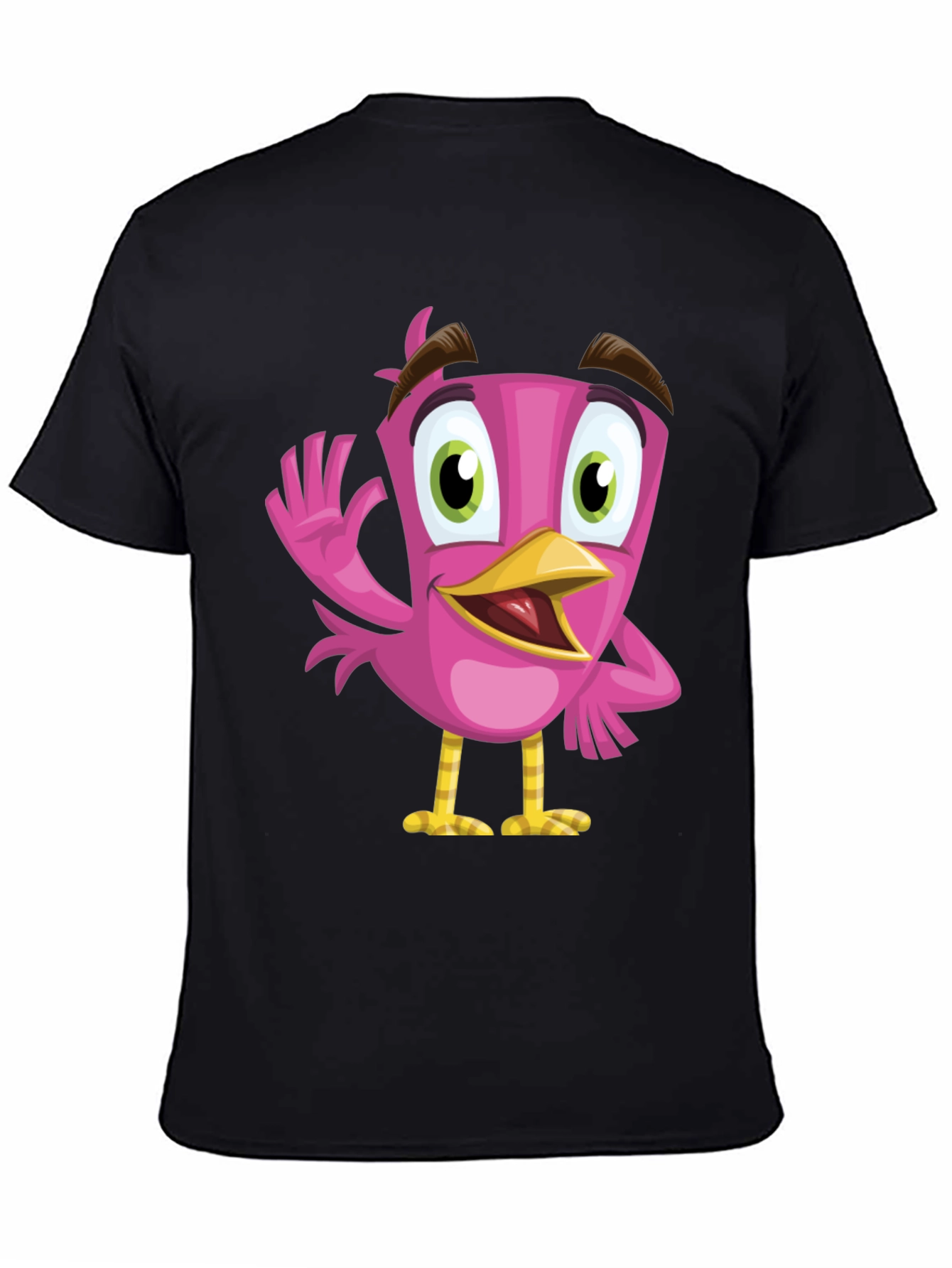Cartoon Bird Graphic Tee - Black T-Shirt
