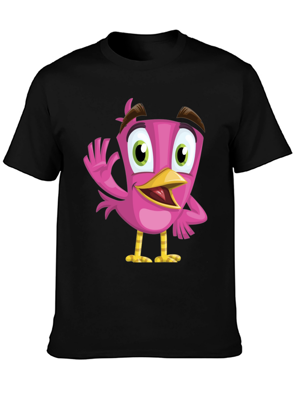 Cartoon Bird Graphic Tee - Black T-Shirt