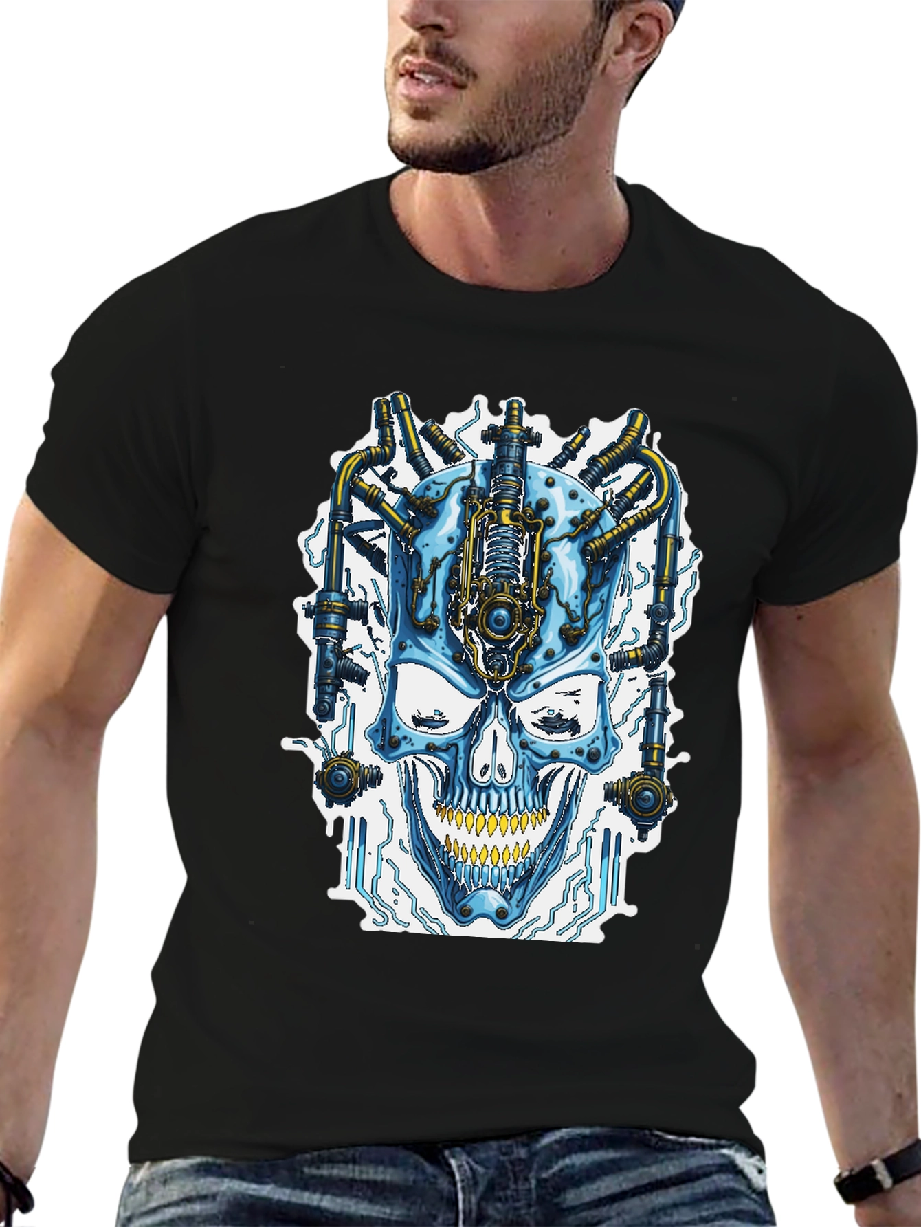 Cyberpunk Skull T-Shirt - Futuristic Style