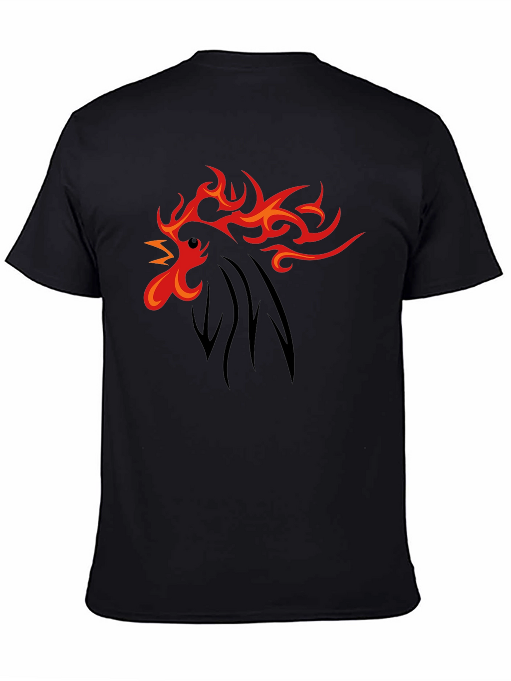 Fiery Rooster Graphic Tee - Black