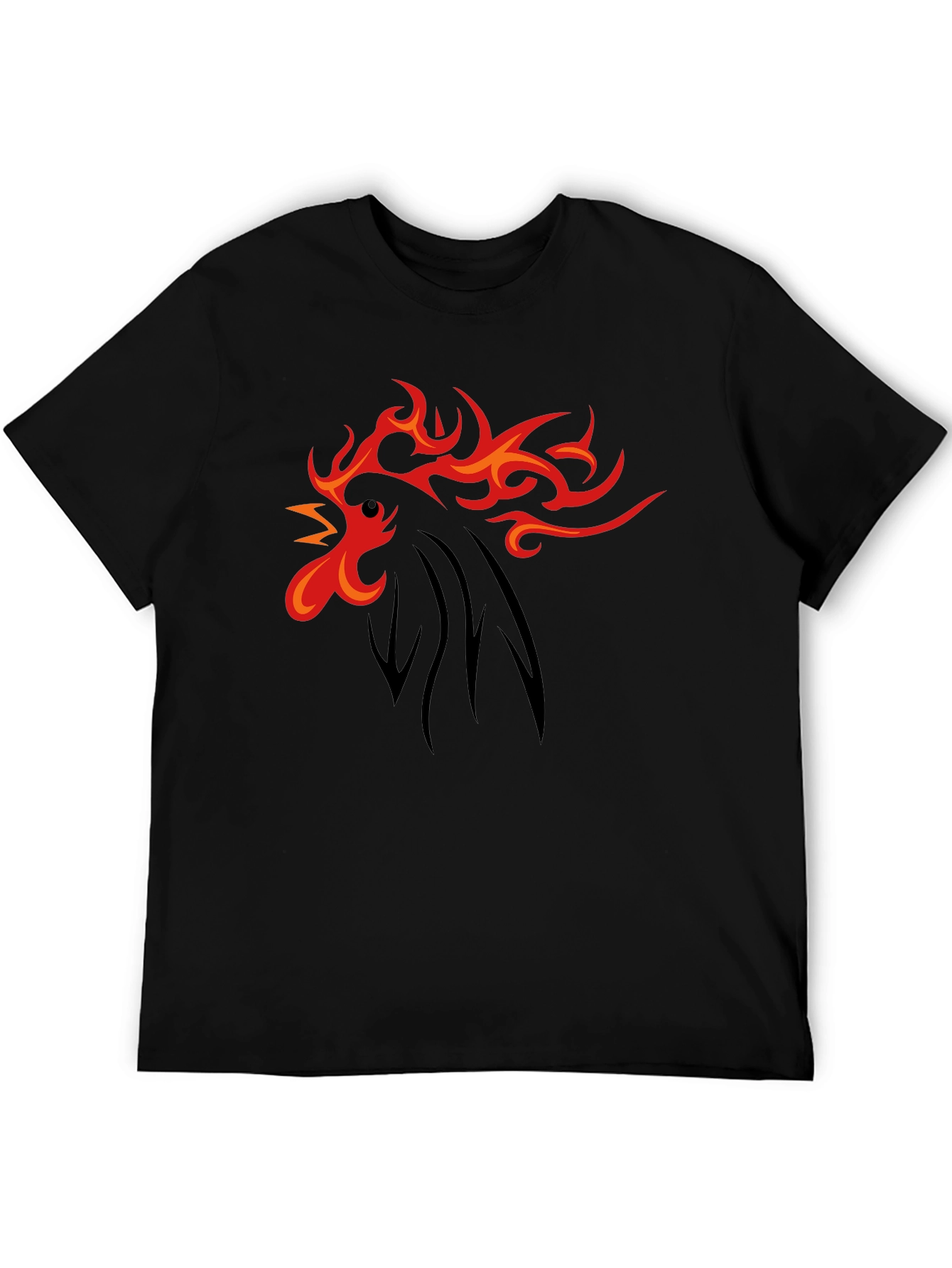 Fiery Rooster Graphic Tee - Black