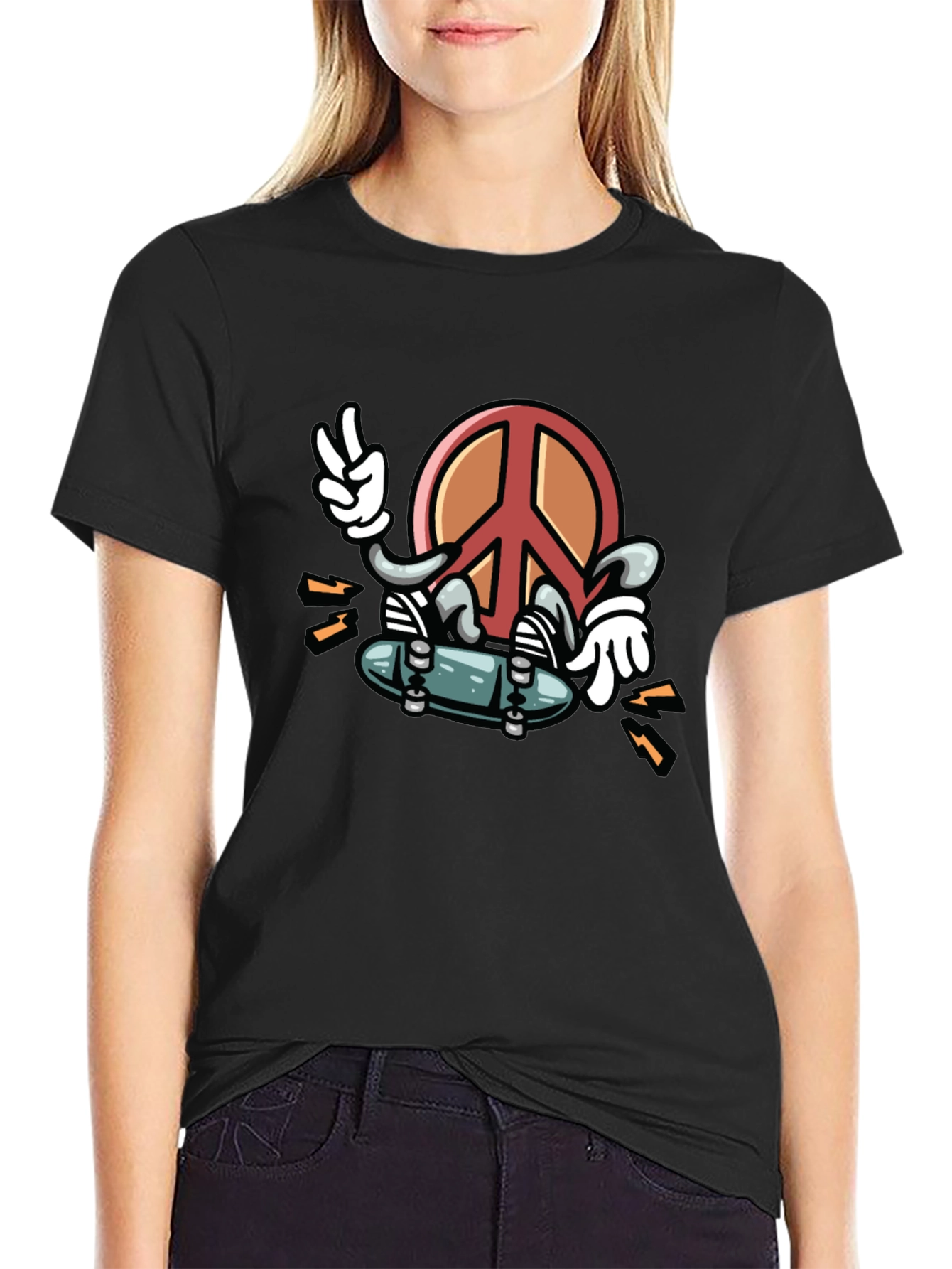 Peace Sign Skateboard Graphic Tee - Cool Streetwear Shirt