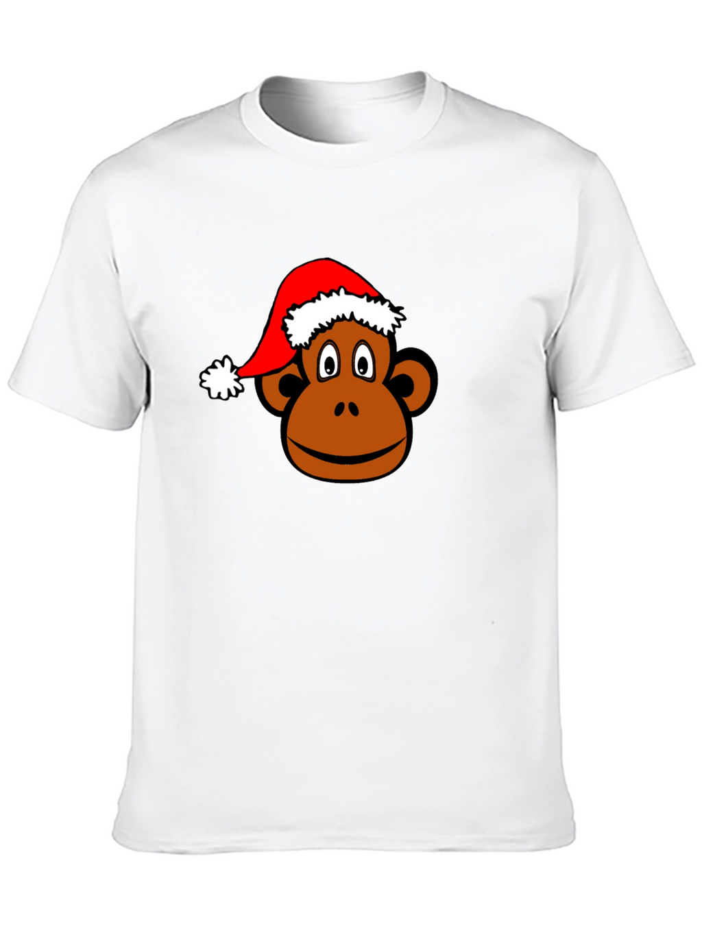 Monkey Face with Santa Hat Black T-Shirt