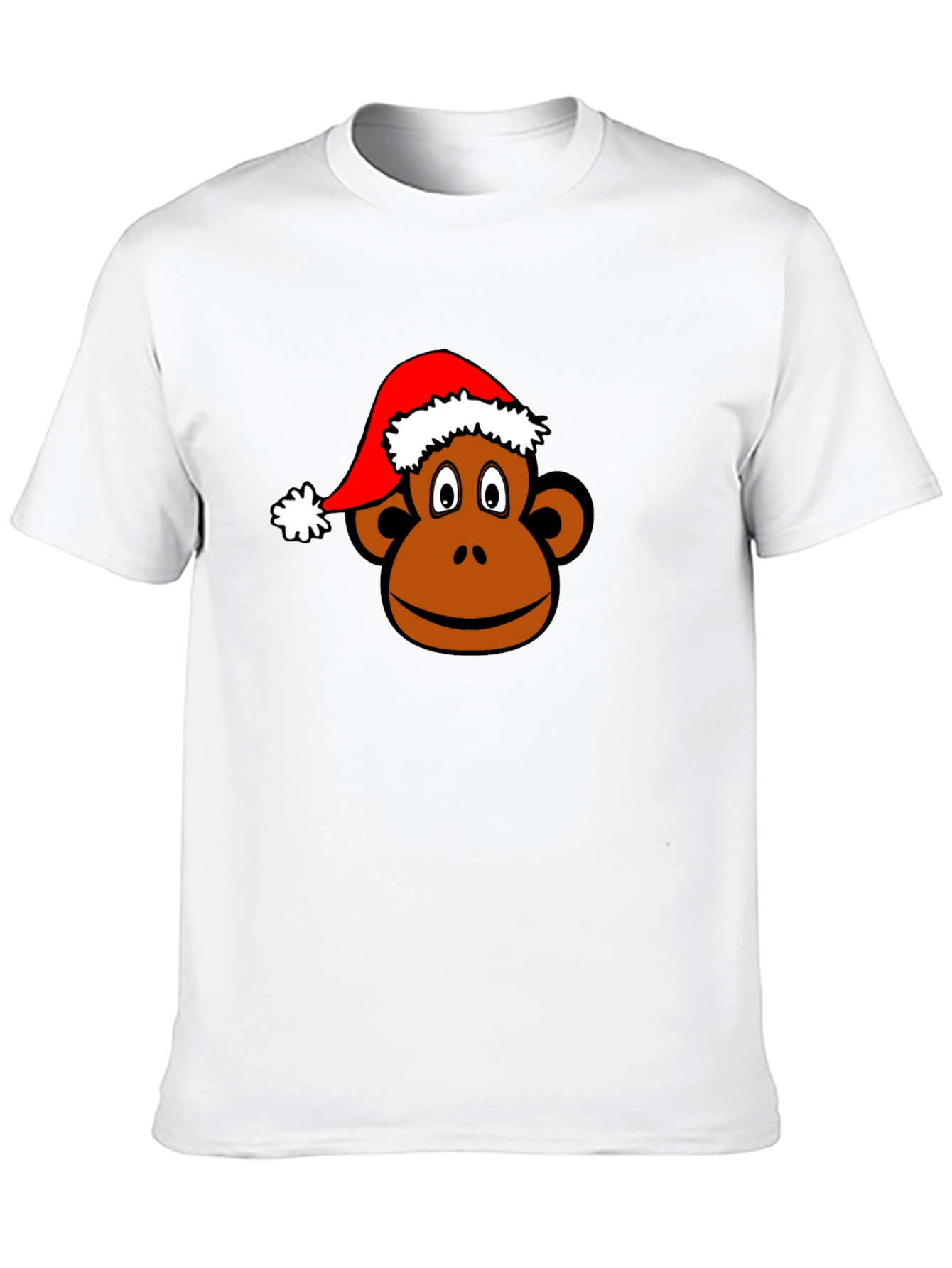 Monkey Face with Santa Hat Black T-Shirt