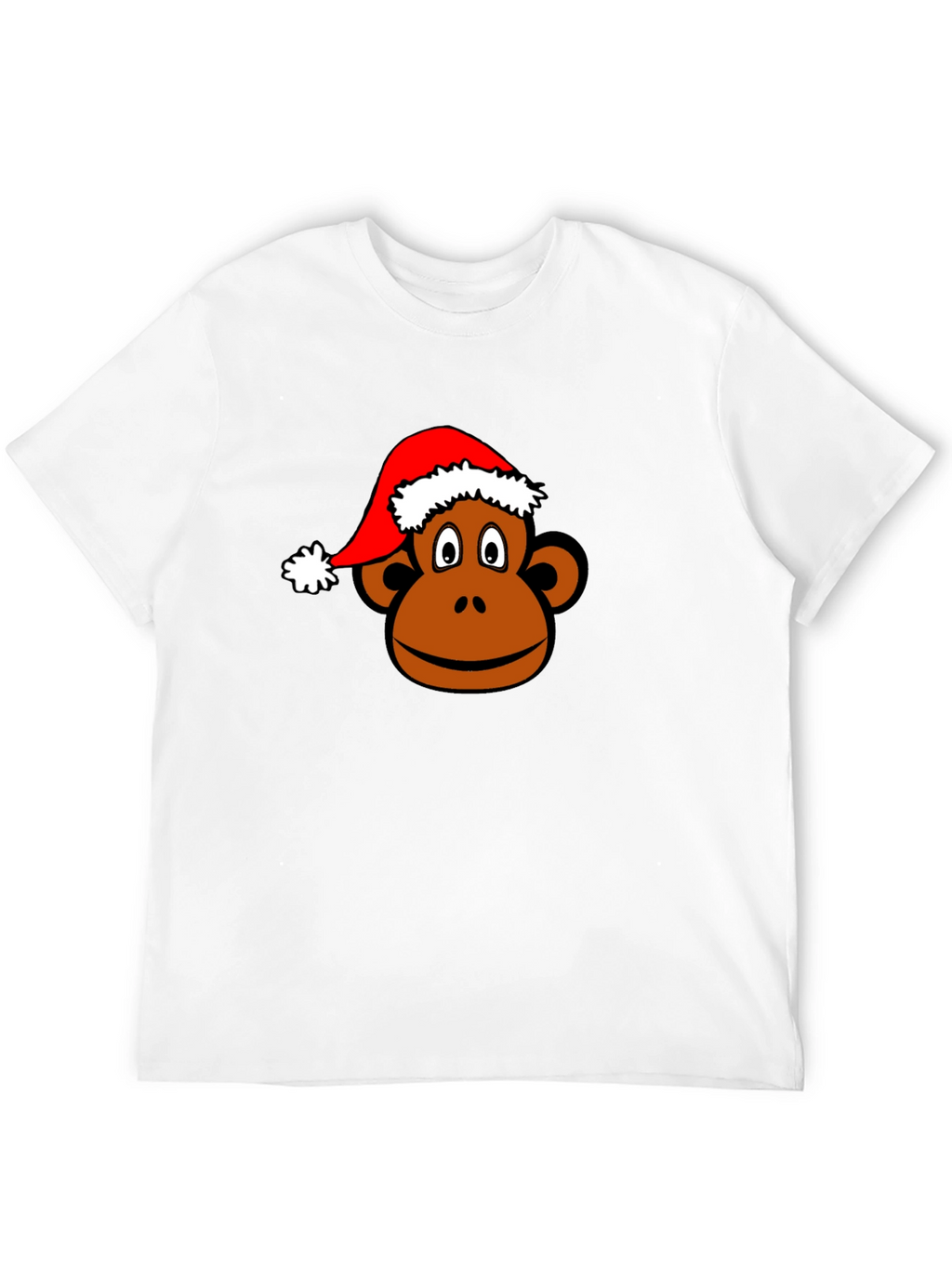 Monkey Face with Santa Hat Black T-Shirt