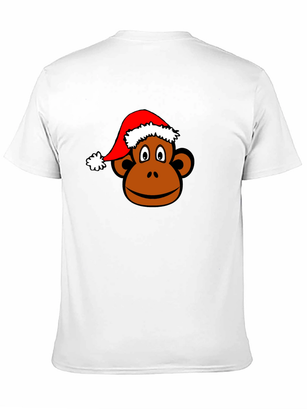 Monkey Face with Santa Hat Black T-Shirt