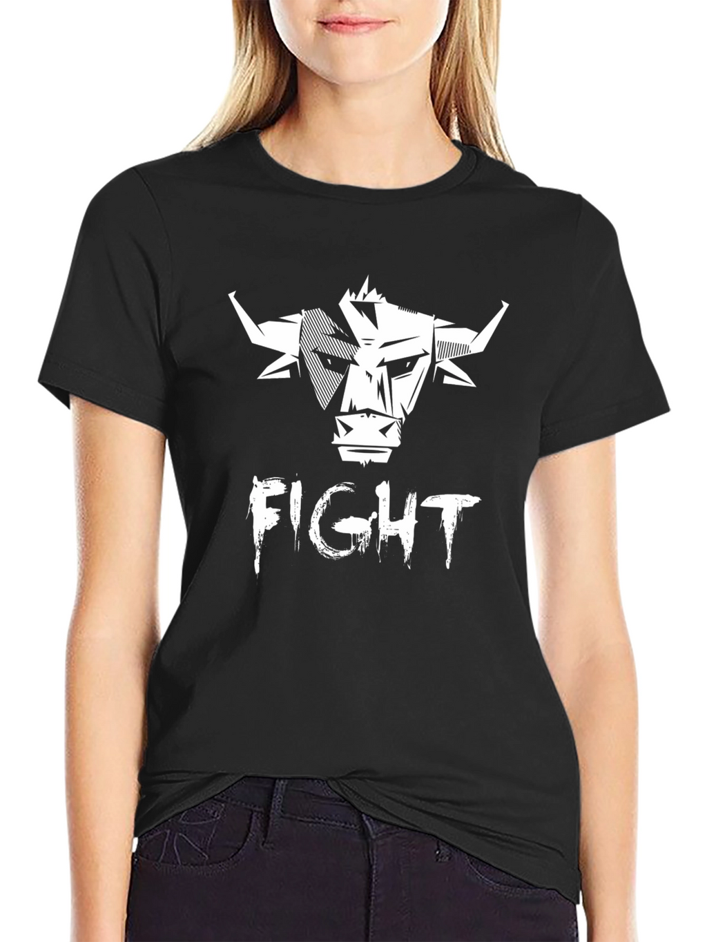 Mens Black FIGHT Graphic T-Shirt