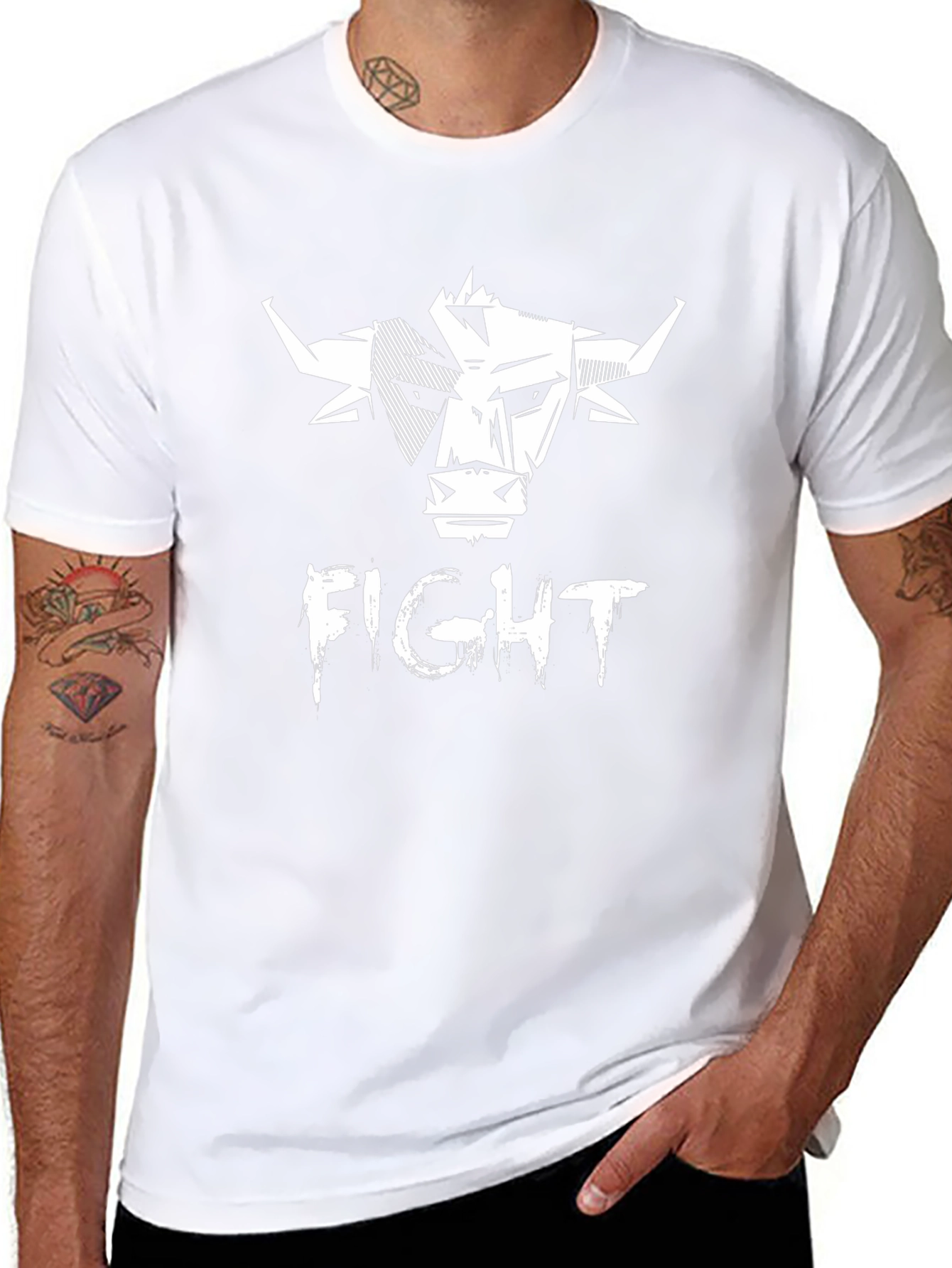 Mens Black FIGHT Graphic T-Shirt