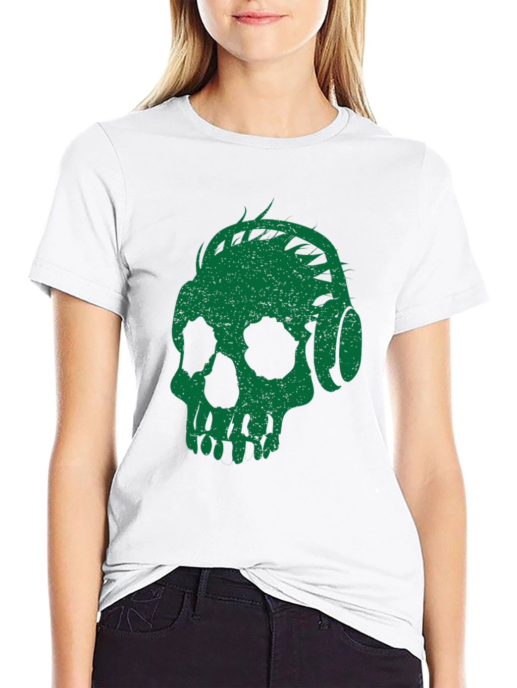 Green Skull Headphones Graphic Tee