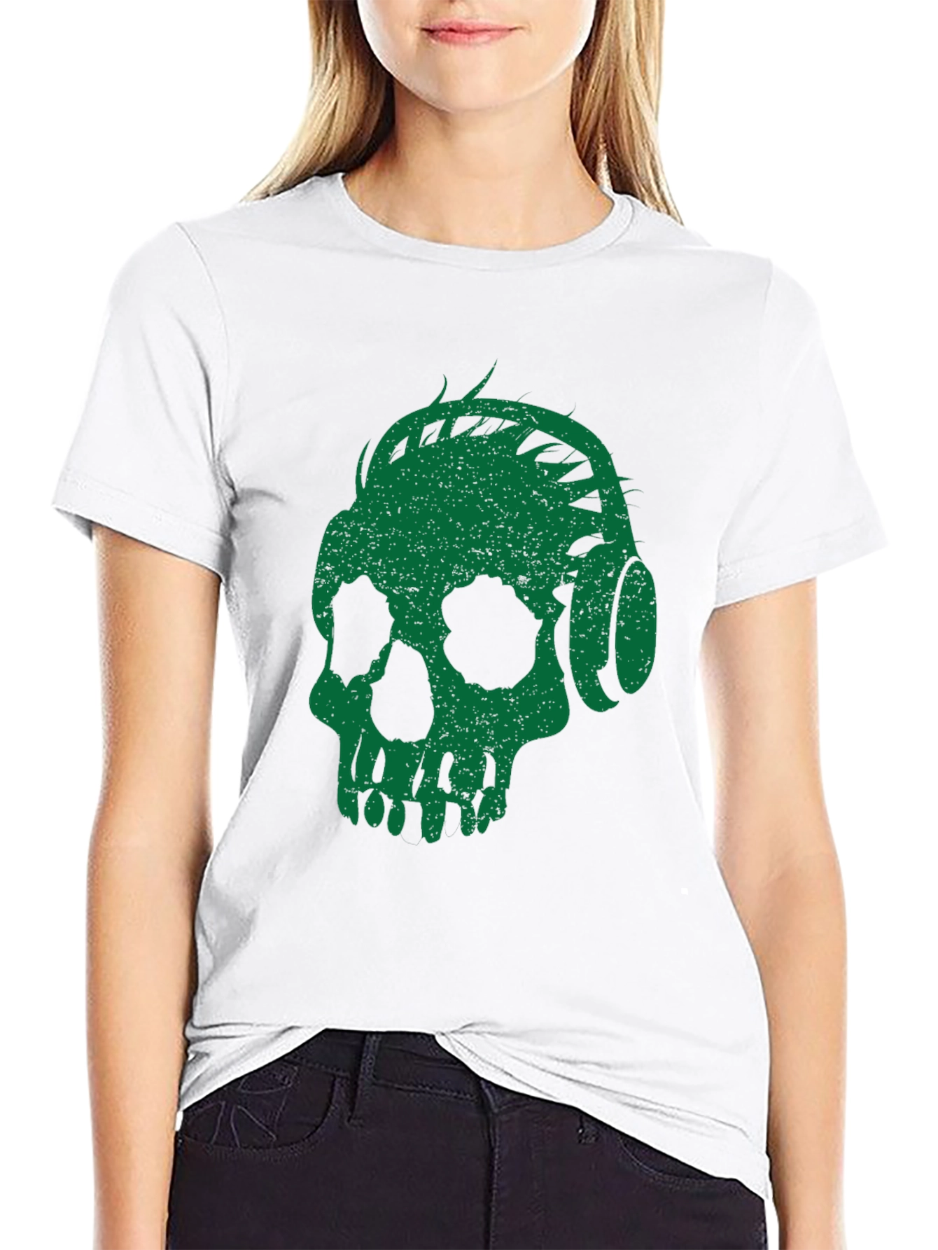 Green Skull Headphones Graphic Tee