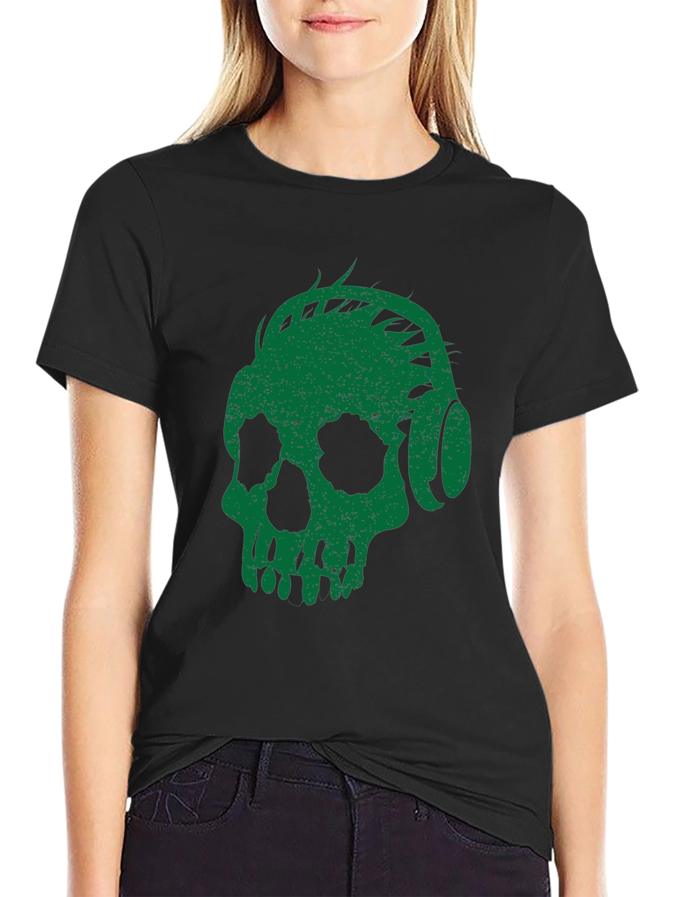 Green Skull Headphones Graphic Tee