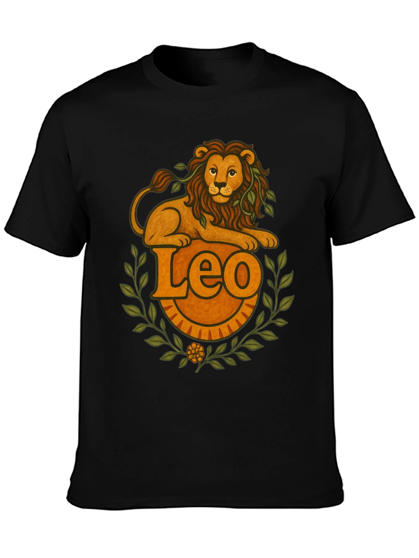 Leo Zodiac Graphic T-Shirt - Black Tee