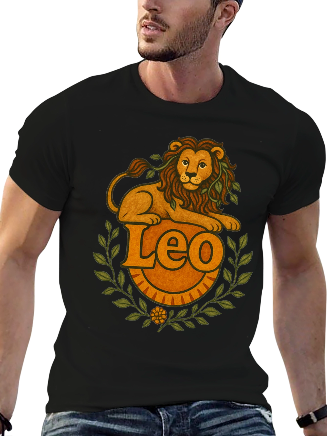 Leo Zodiac Graphic T-Shirt - Black Tee