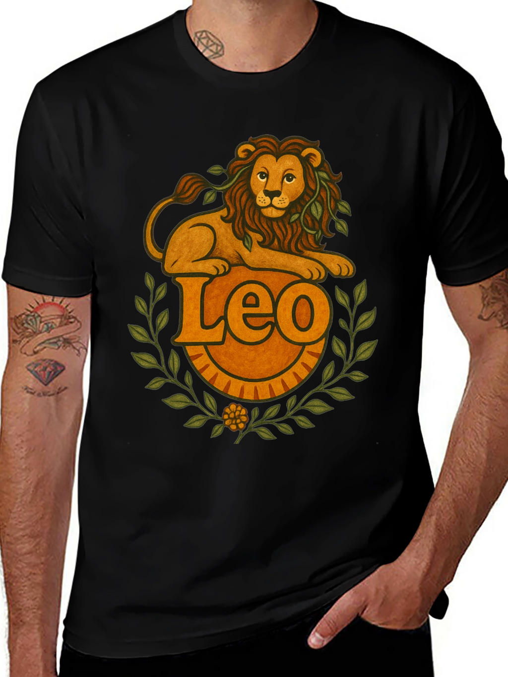 Leo Zodiac Graphic T-Shirt - Black Tee