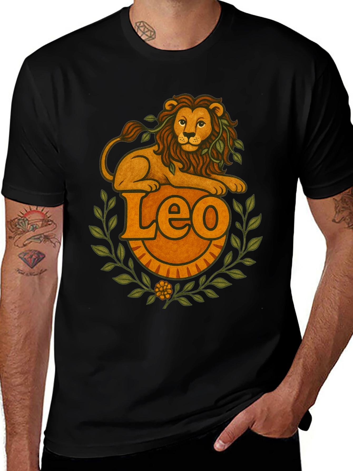Leo Zodiac Graphic T-Shirt - Black Tee