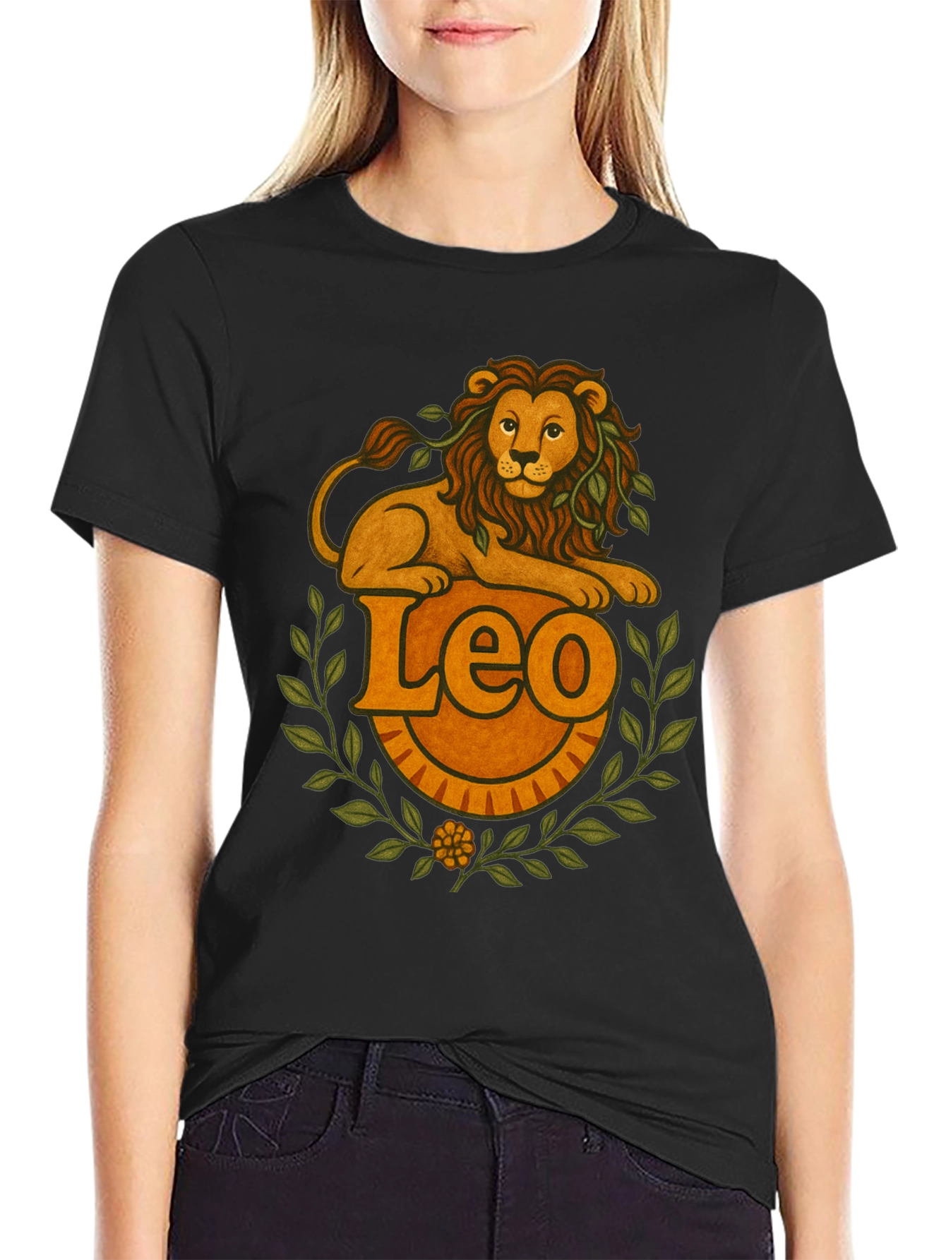 Leo Zodiac Graphic T-Shirt - Black Tee