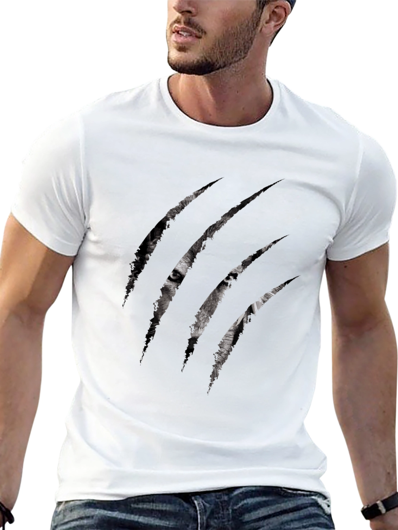 Mens Wolf Claw Graphic Black T-Shirt