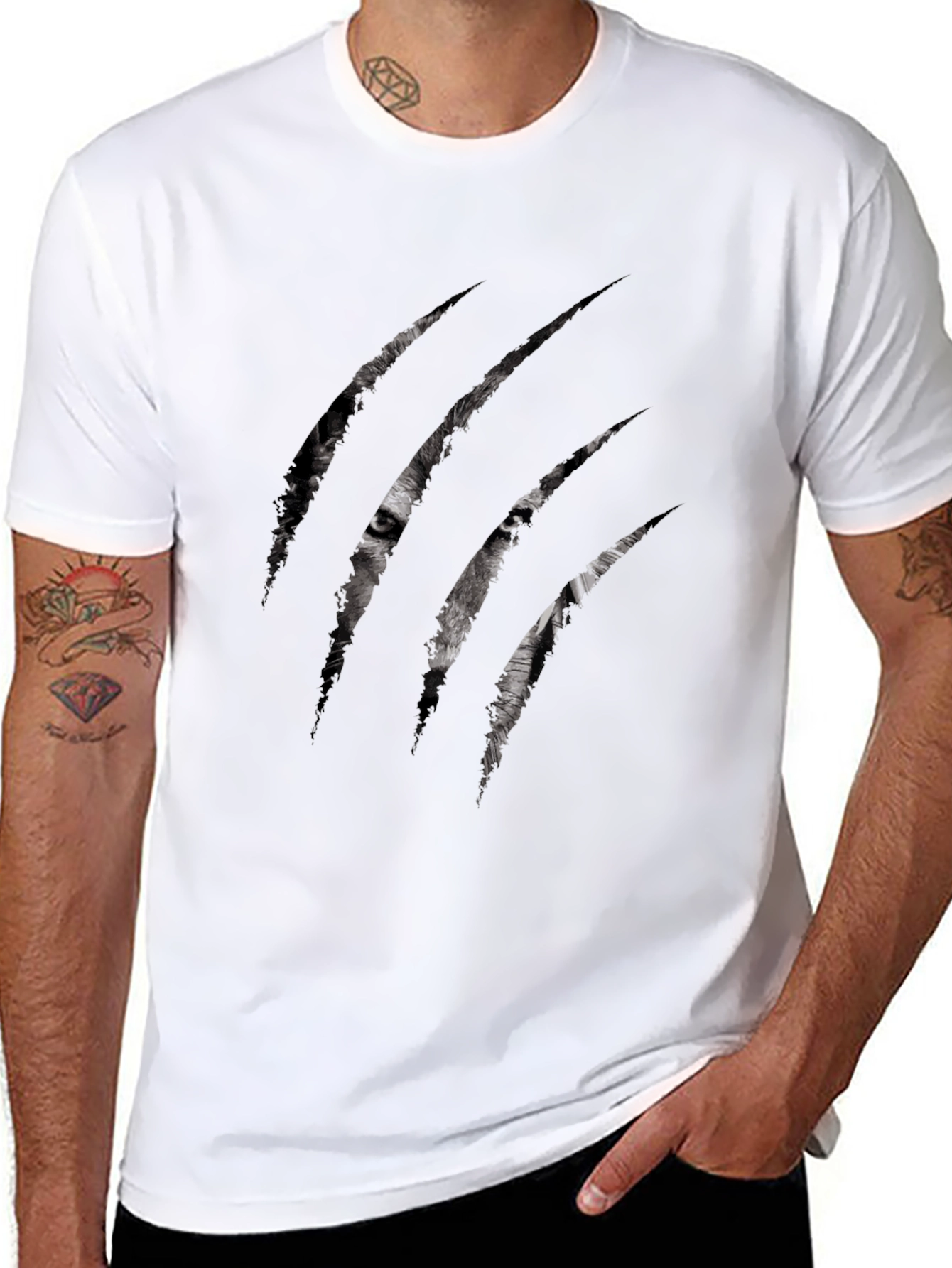 Mens Wolf Claw Graphic Black T-Shirt