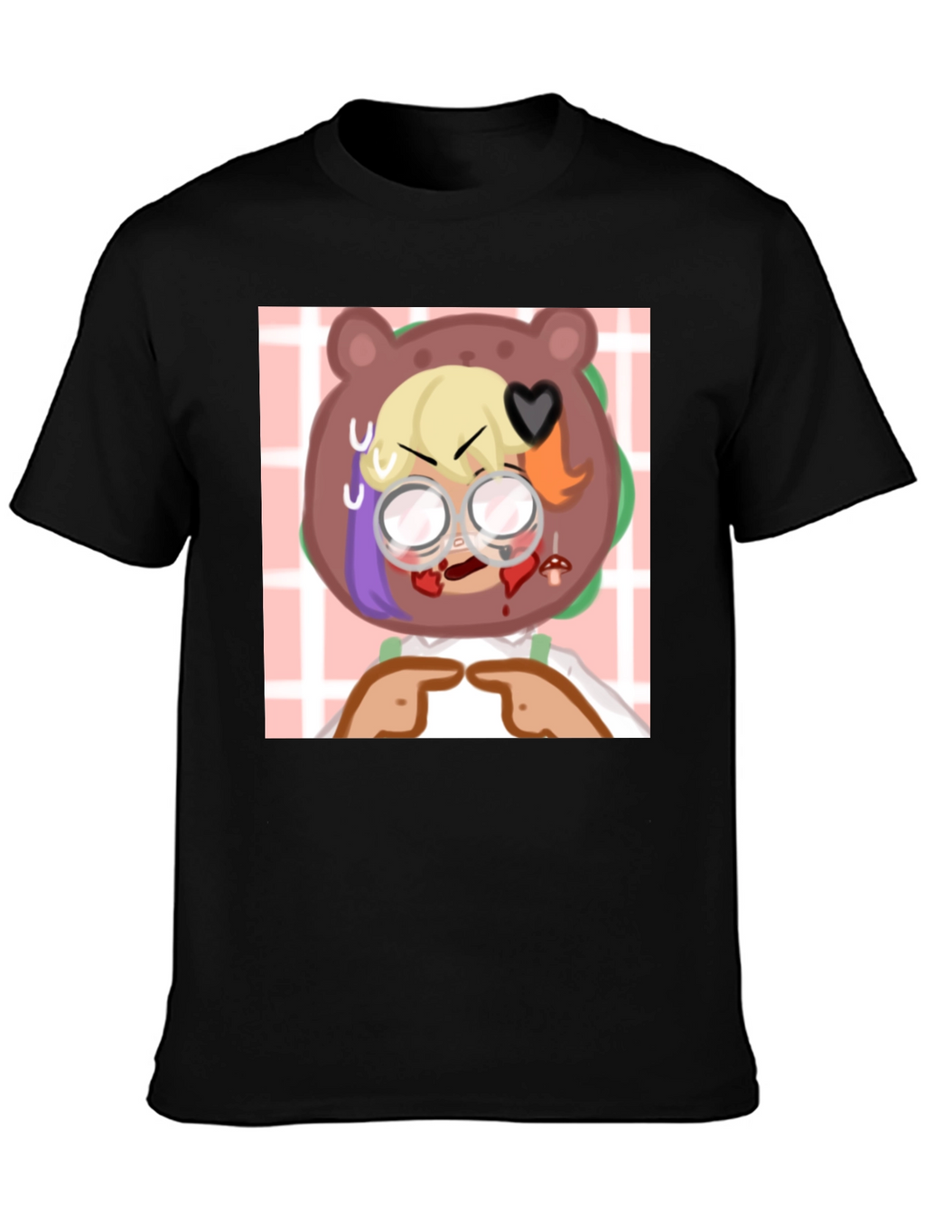 Cartoon Character Graphic T-Shirt - Black