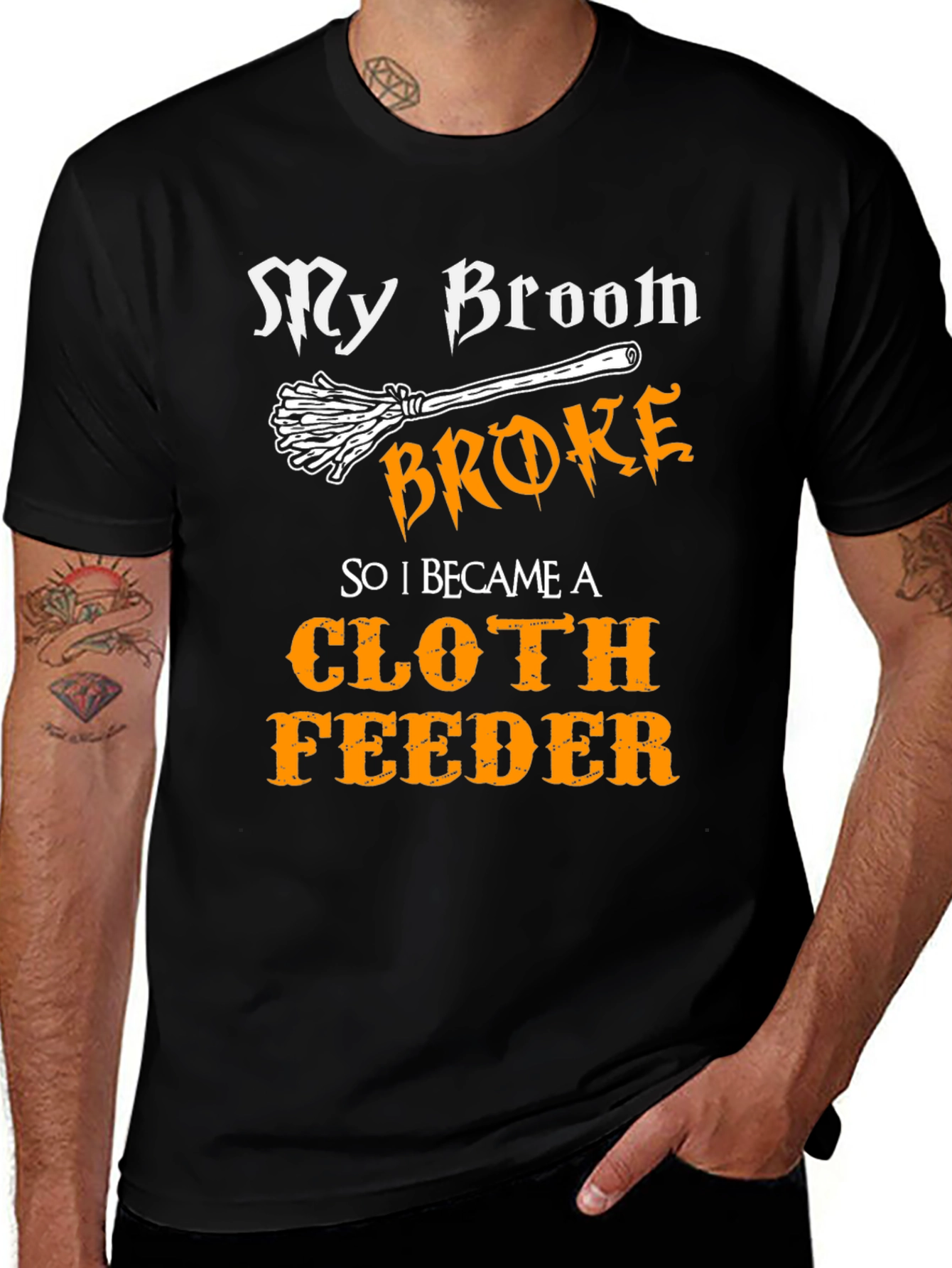 My Broom Broke T-Shirt Halloween Cloth Feeder Tee
