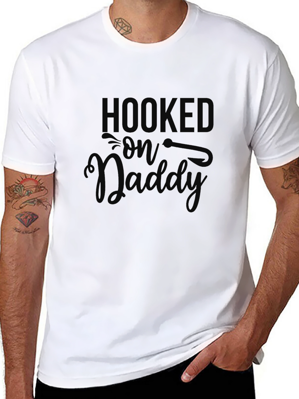 Hooked on Daddy Black Graphic T-Shirt
