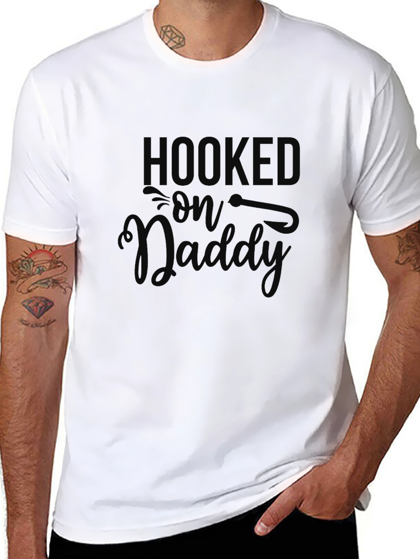 Hooked on Daddy Black Graphic T-Shirt