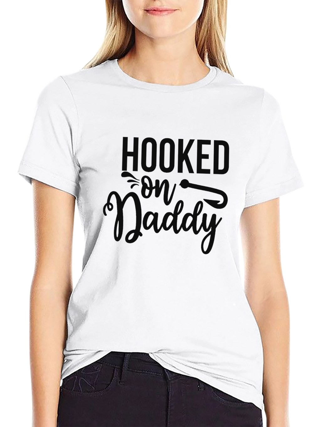 Hooked on Daddy Black Graphic T-Shirt