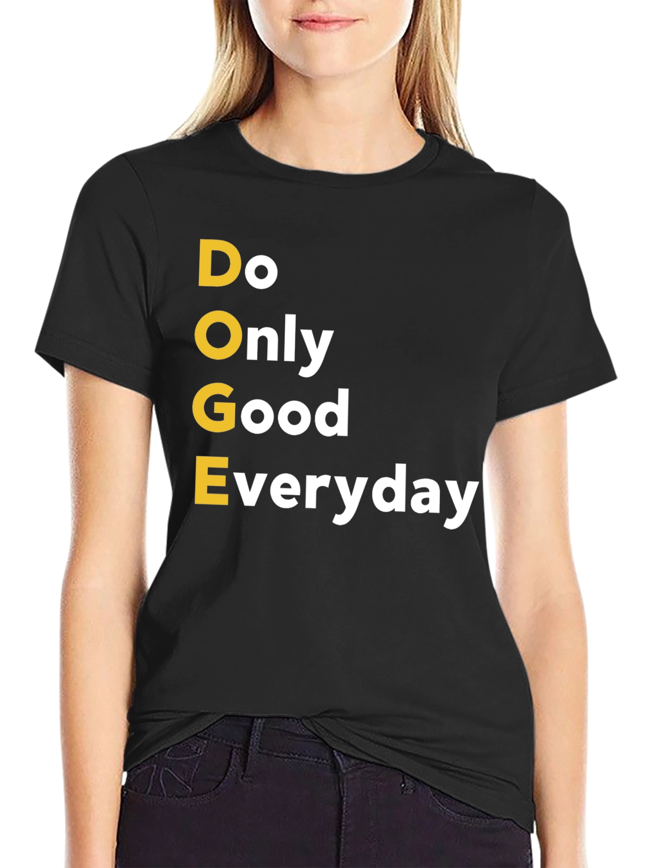 Doge Only Good Everyday Black Graphic T-Shirt