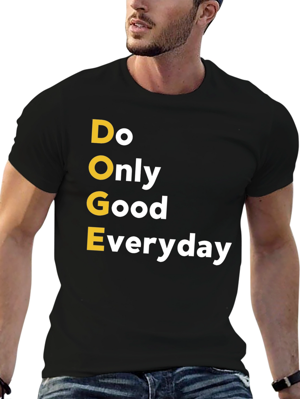 Doge Only Good Everyday Black Graphic T-Shirt