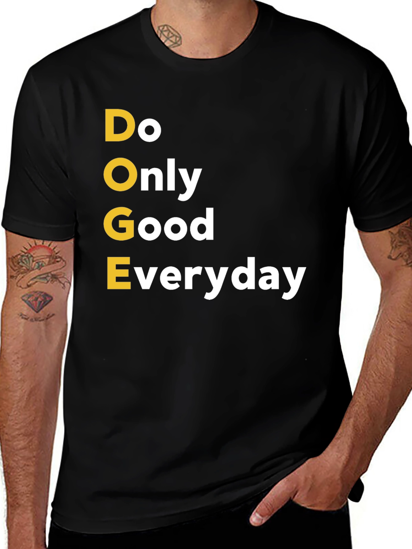Doge Only Good Everyday Black Graphic T-Shirt