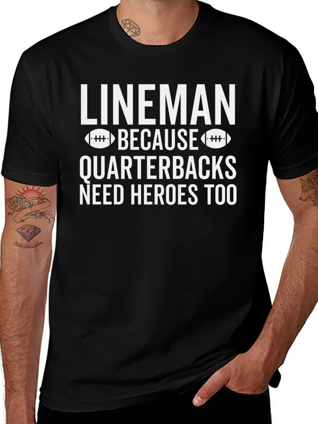 Lineman Quarterback Heroes Graphic T-Shirt