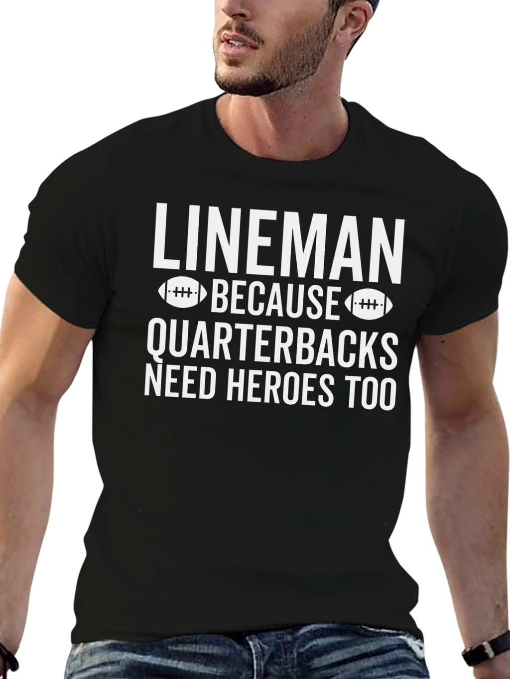 Lineman Quarterback Heroes Graphic T-Shirt