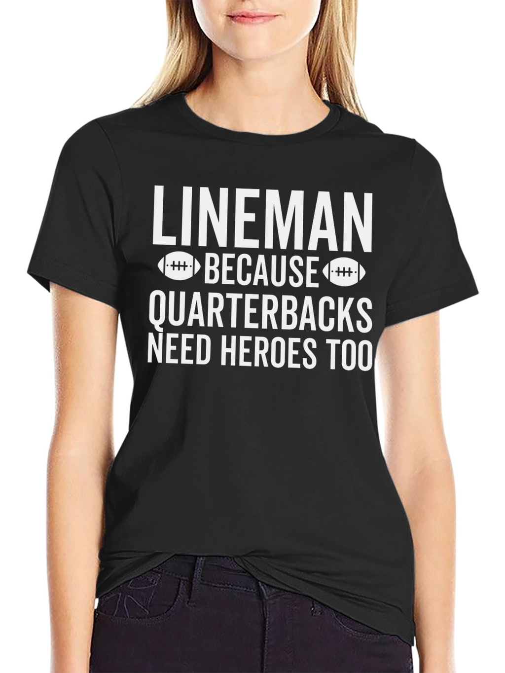 Lineman Quarterback Heroes Graphic T-Shirt