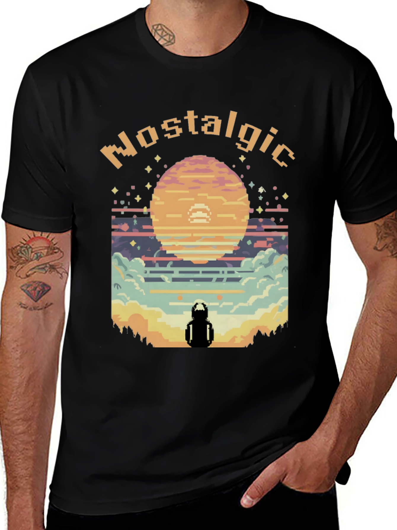 Nostalgic Pixel Art Graphic Tee - Retro Gaming Style