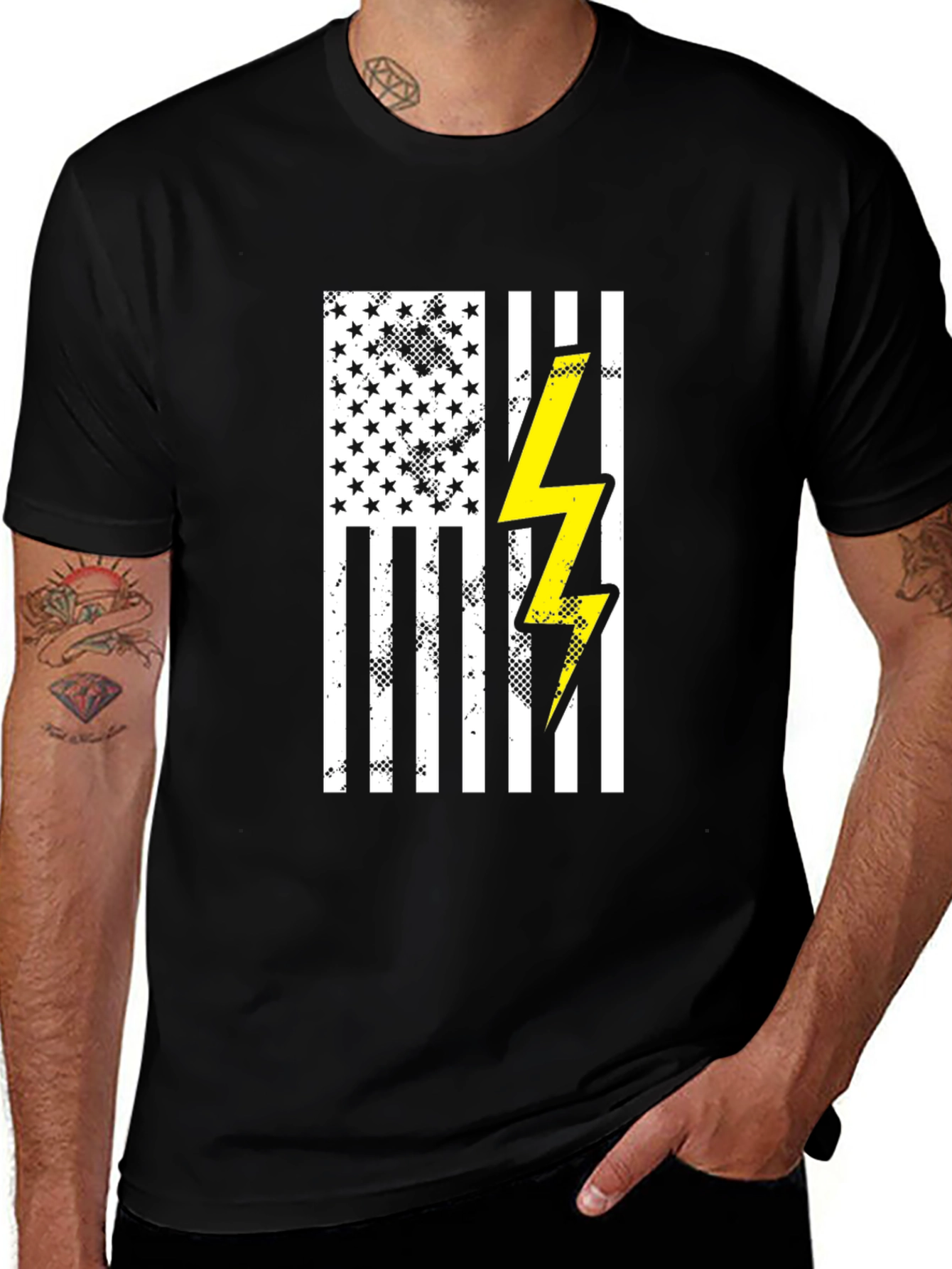 American Flag Lightning Bolt Graphic T-Shirt