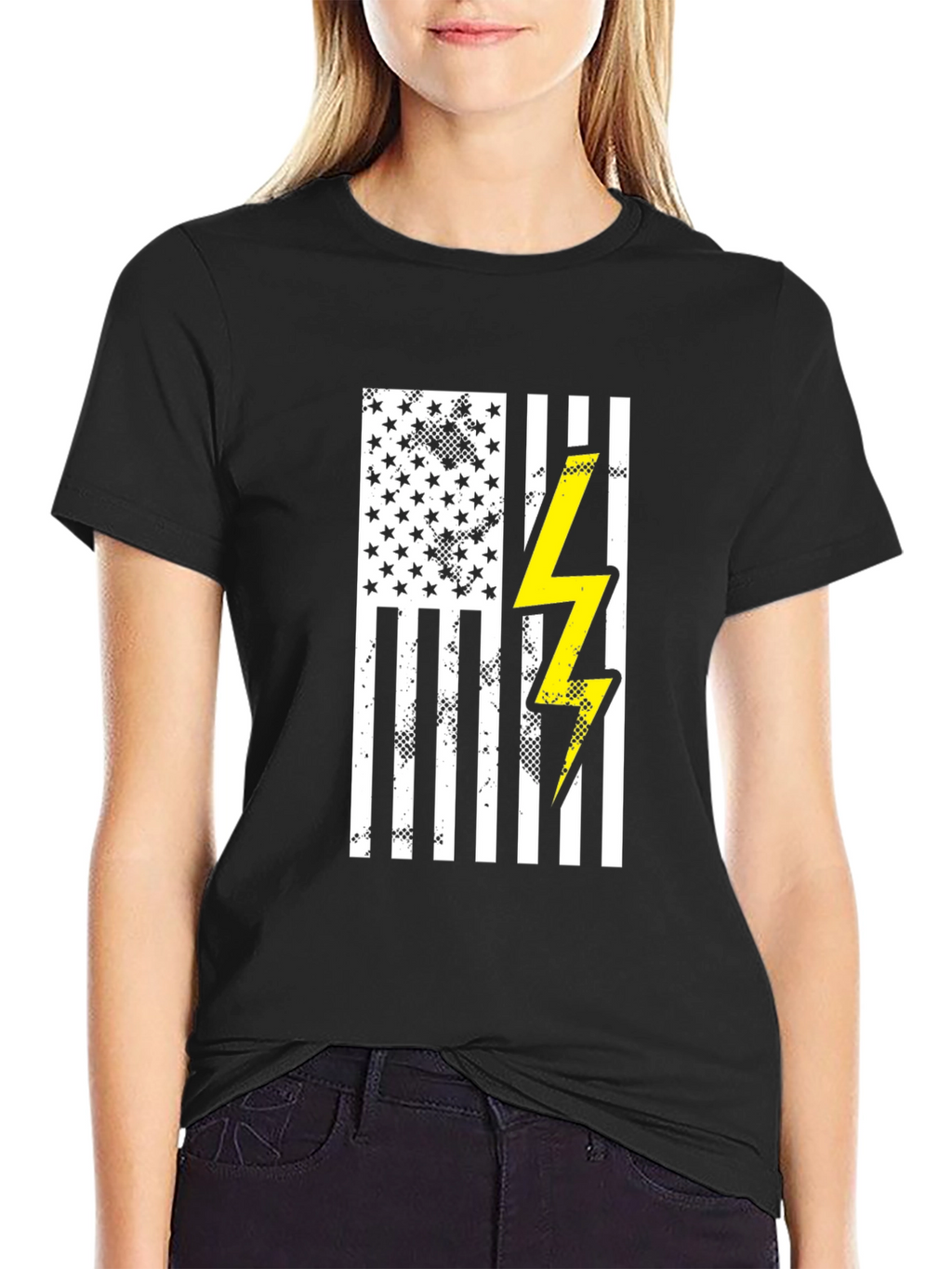 American Flag Lightning Bolt Graphic T-Shirt