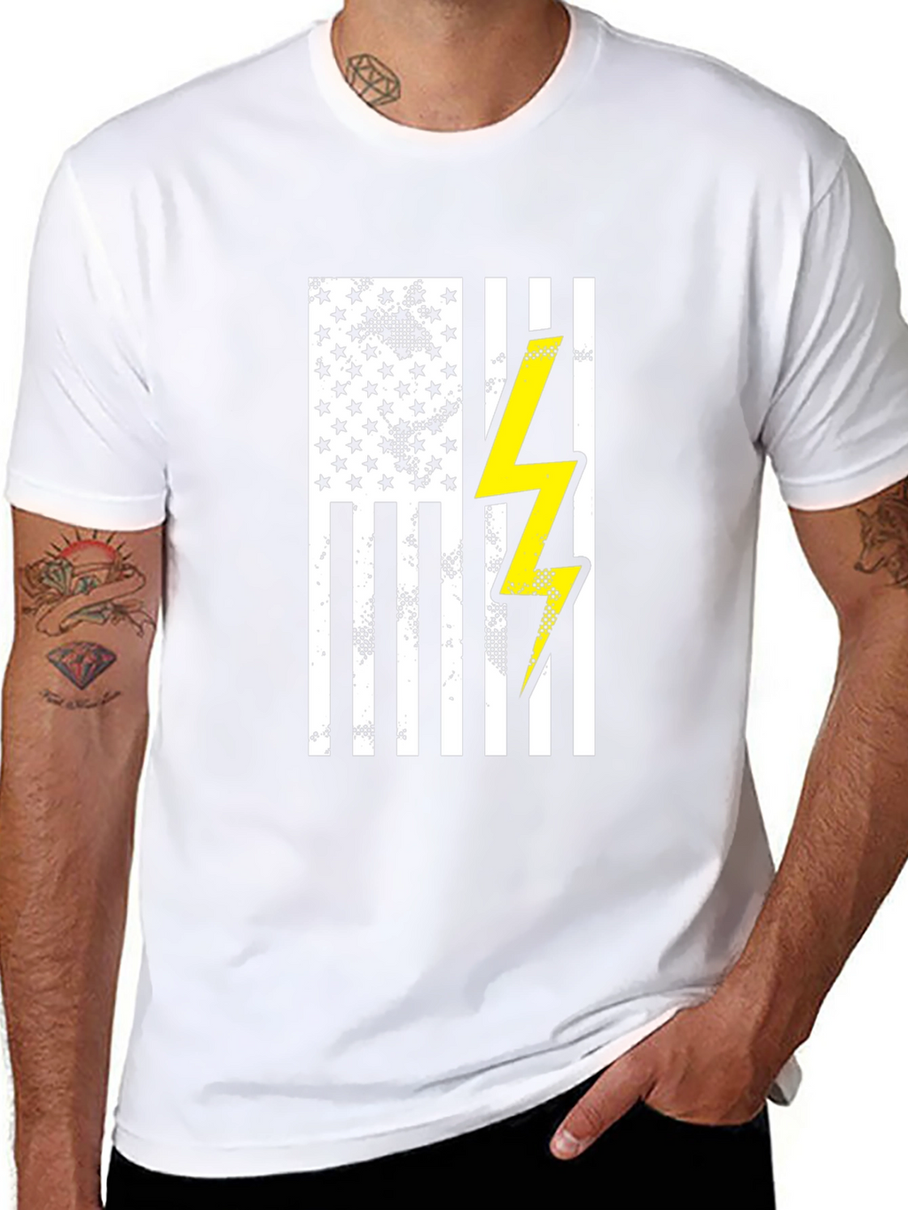 American Flag Lightning Bolt Graphic T-Shirt