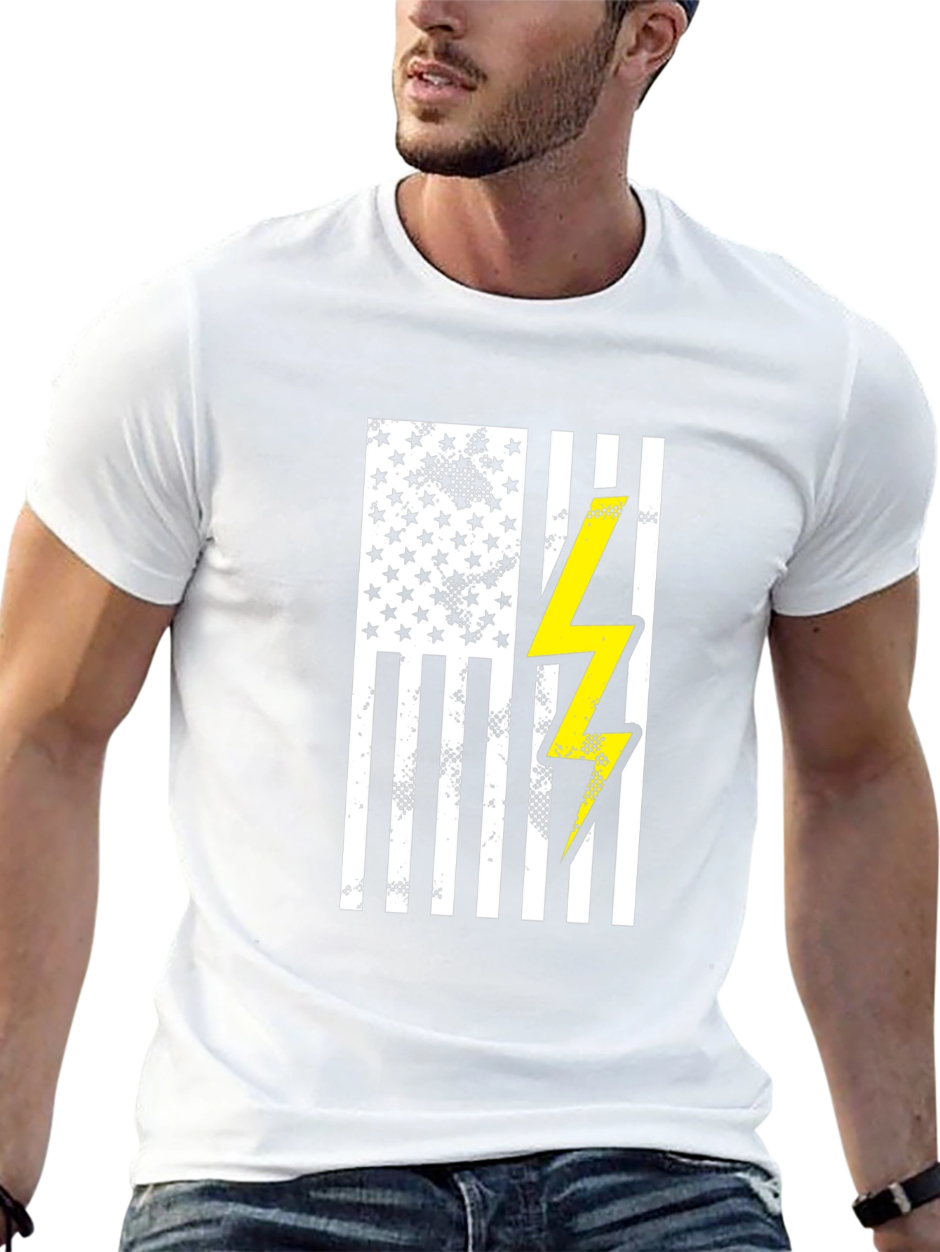 American Flag Lightning Bolt Graphic T-Shirt