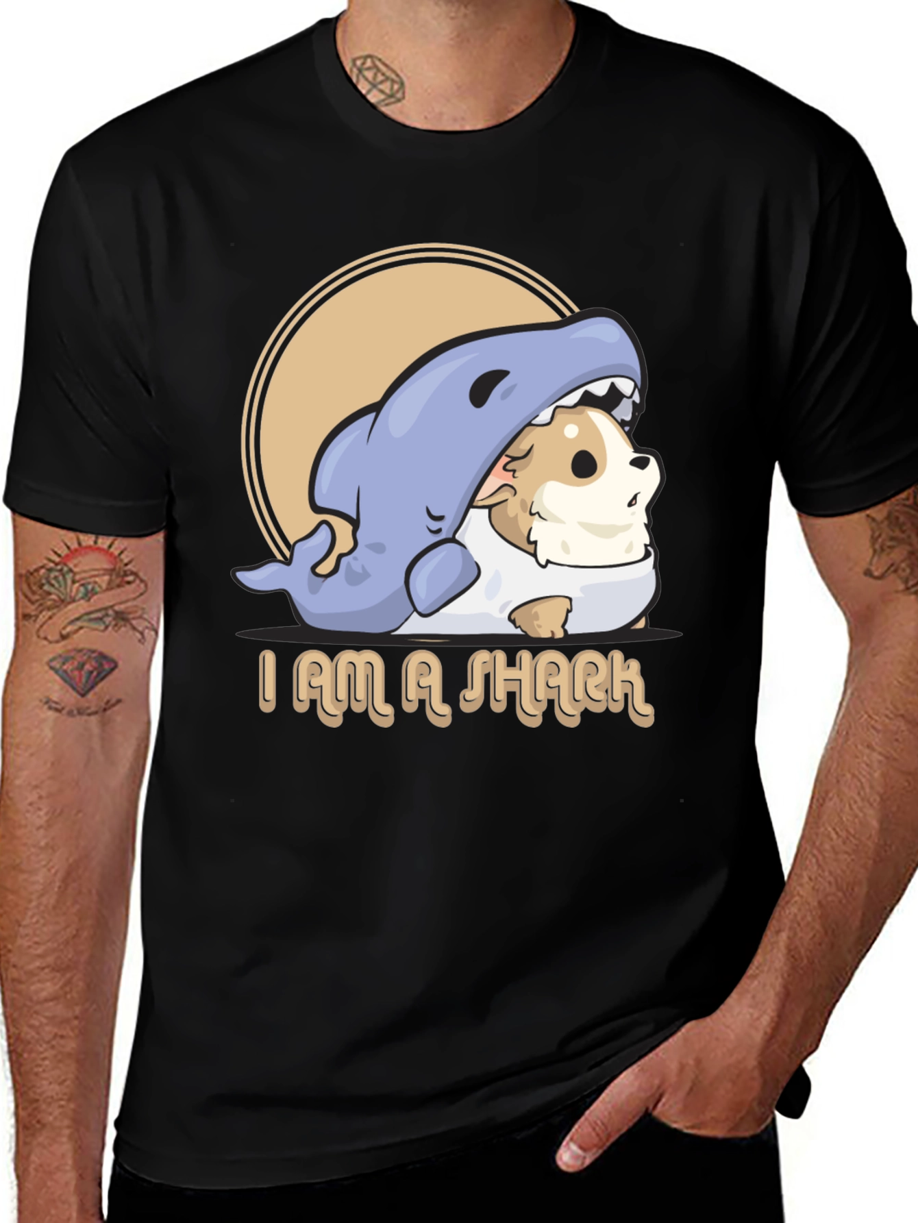 I Am A Shark Graphic T-Shirt - Funny Dog Shark Costume Tee