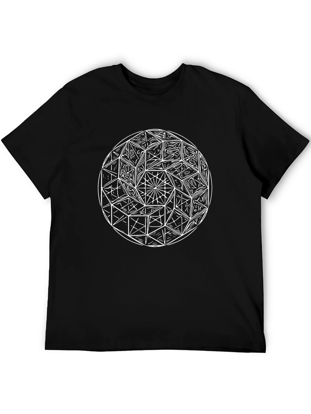 Geometric Sphere Graphic Tee - Black Cotton