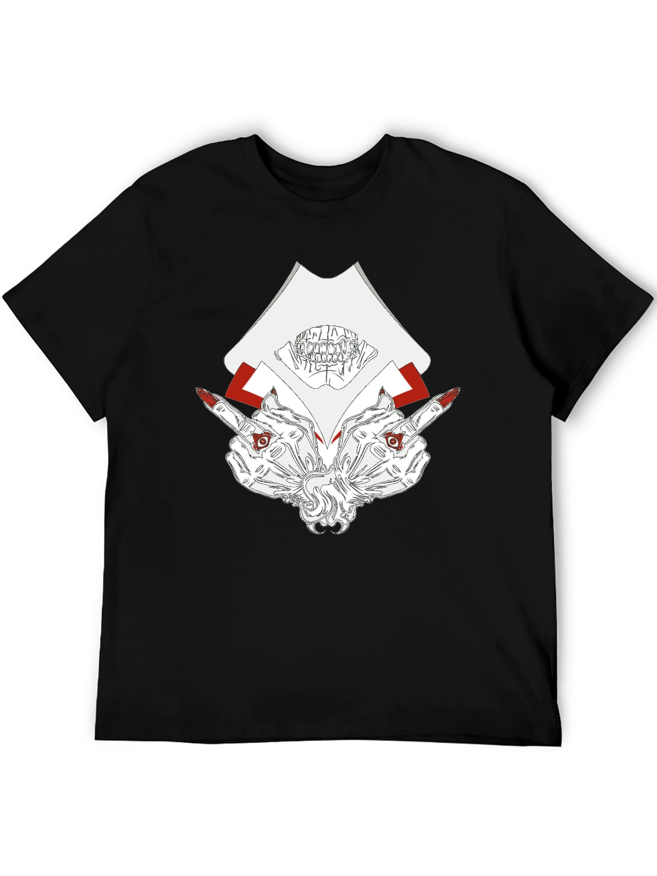 Gothic Skull & Hand Graphic Black Tee
