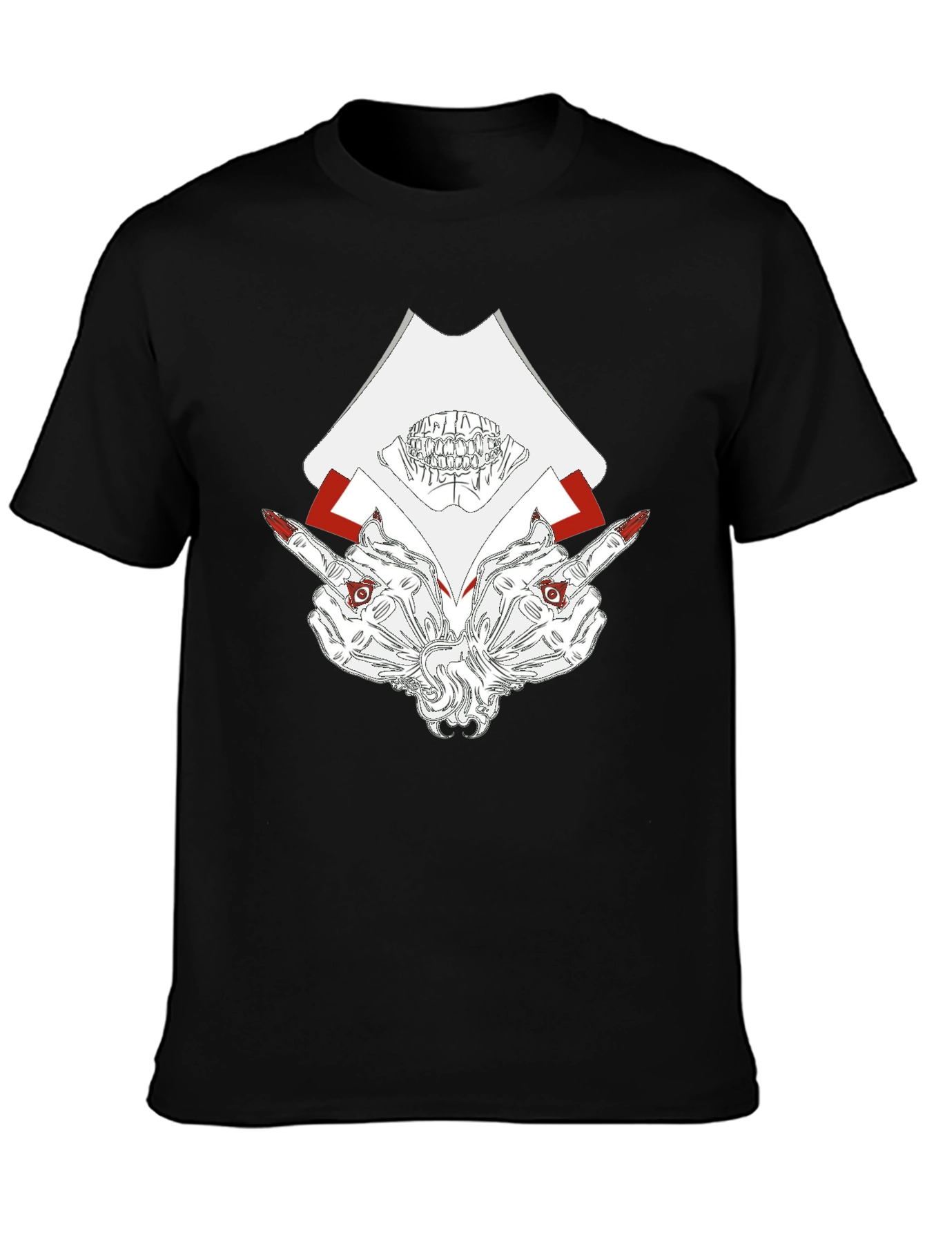 Gothic Skull & Hand Graphic Black Tee