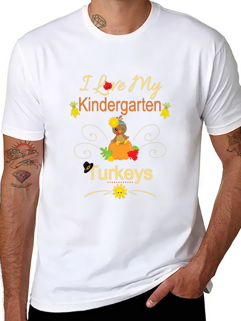 I Love My Kindergarten Turkeys Teacher T-Shirt